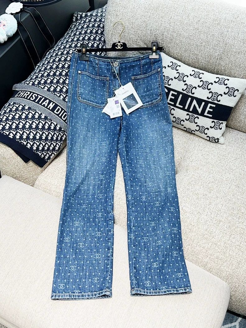 Chanel Chanel 23P blue polka dot double C jeans Size 25" / US 0 / IT 36 - 1 Thumbnail