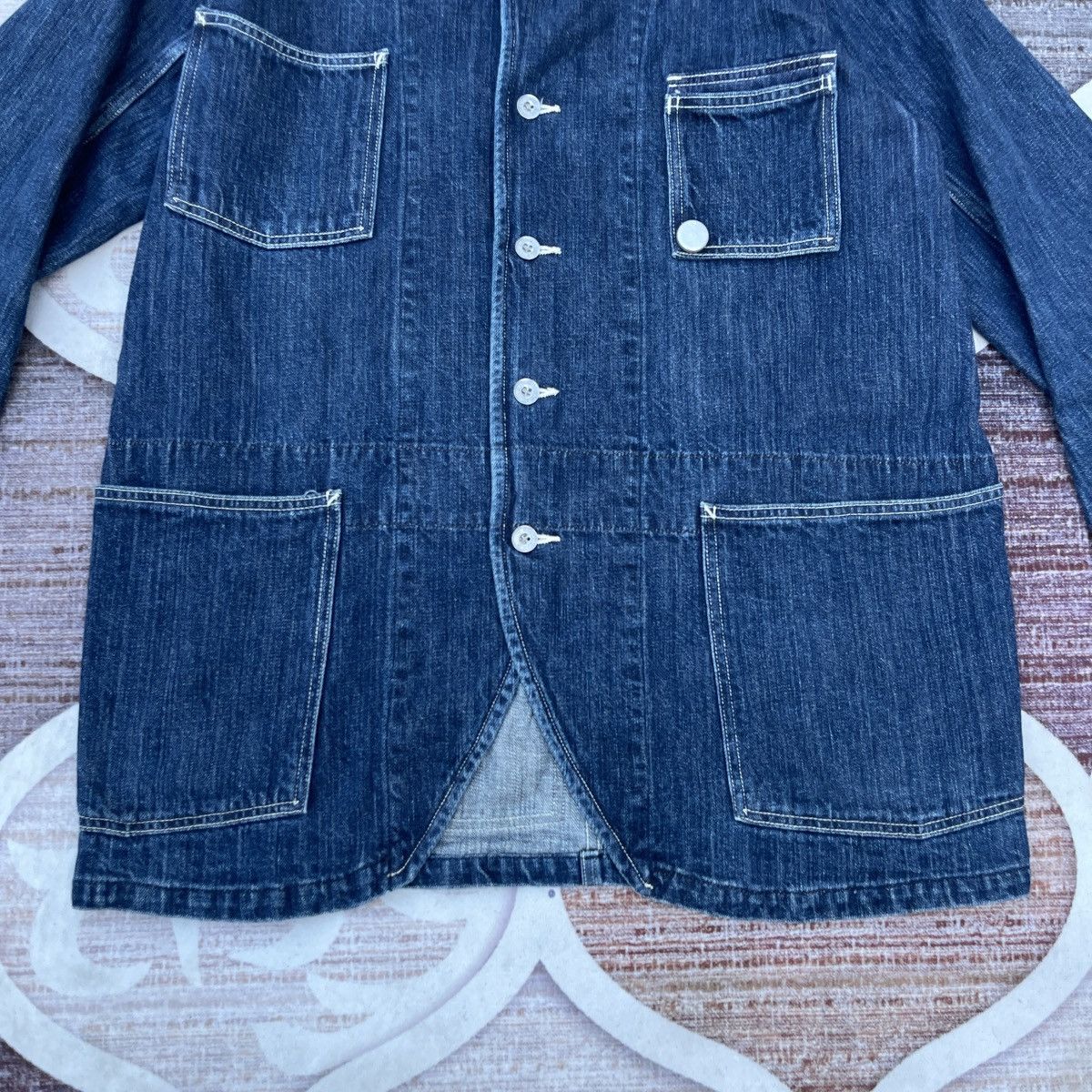 Kapital Kapital Indigo USN Shawl Collar Chore Denim Jacket Size US M / EU 48-50 / 2 - 6 Thumbnail
