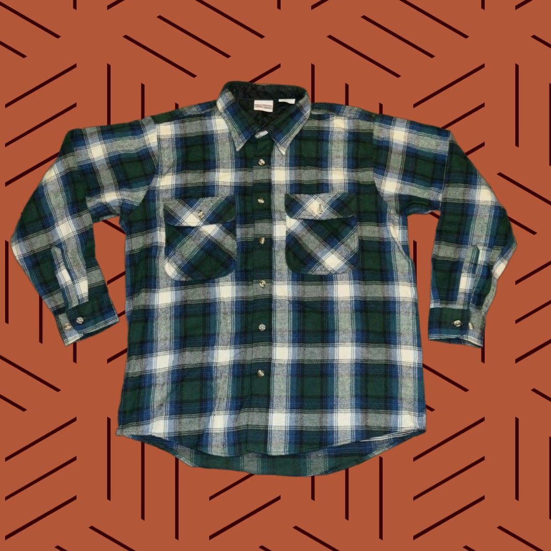 Vintage VINTAGE Field & Stream Men's Plaid Flannel Shirt Large Casual 80s 90s Cotton Blue Green Size US L / EU 52-54 / 3 - 1 Thumbnail