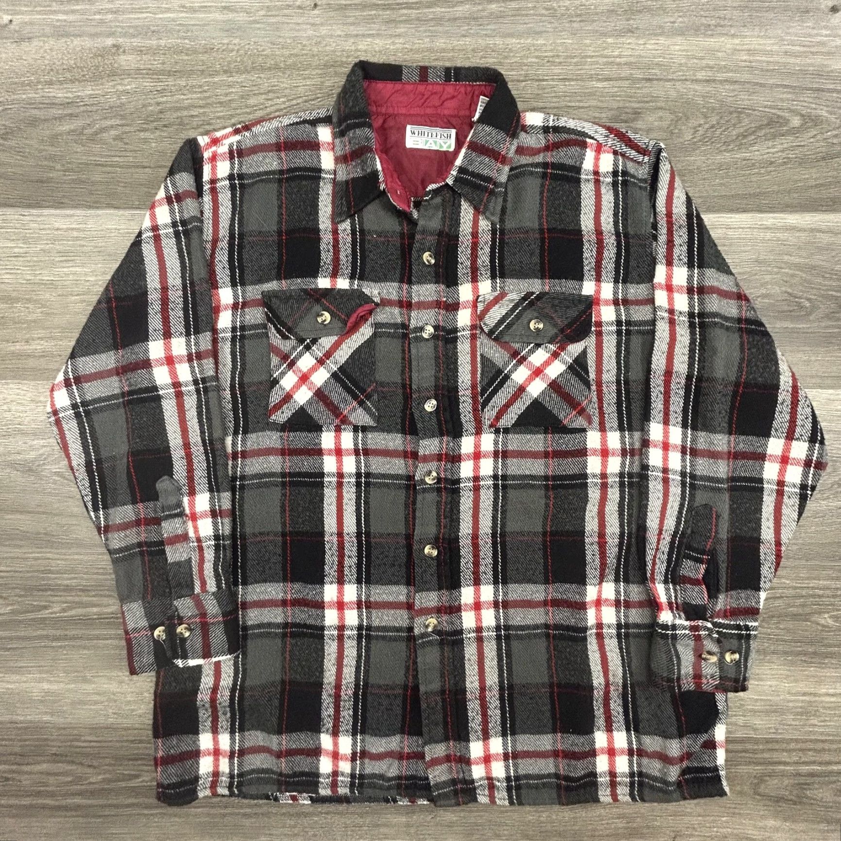 Vintage VINTAGE Whitefish Bay Shirt Jacket Mens XL Plaid Lined Flannel Black Red 80s 90s Size US XL / EU 56 / 4 - 2 Thumbnail