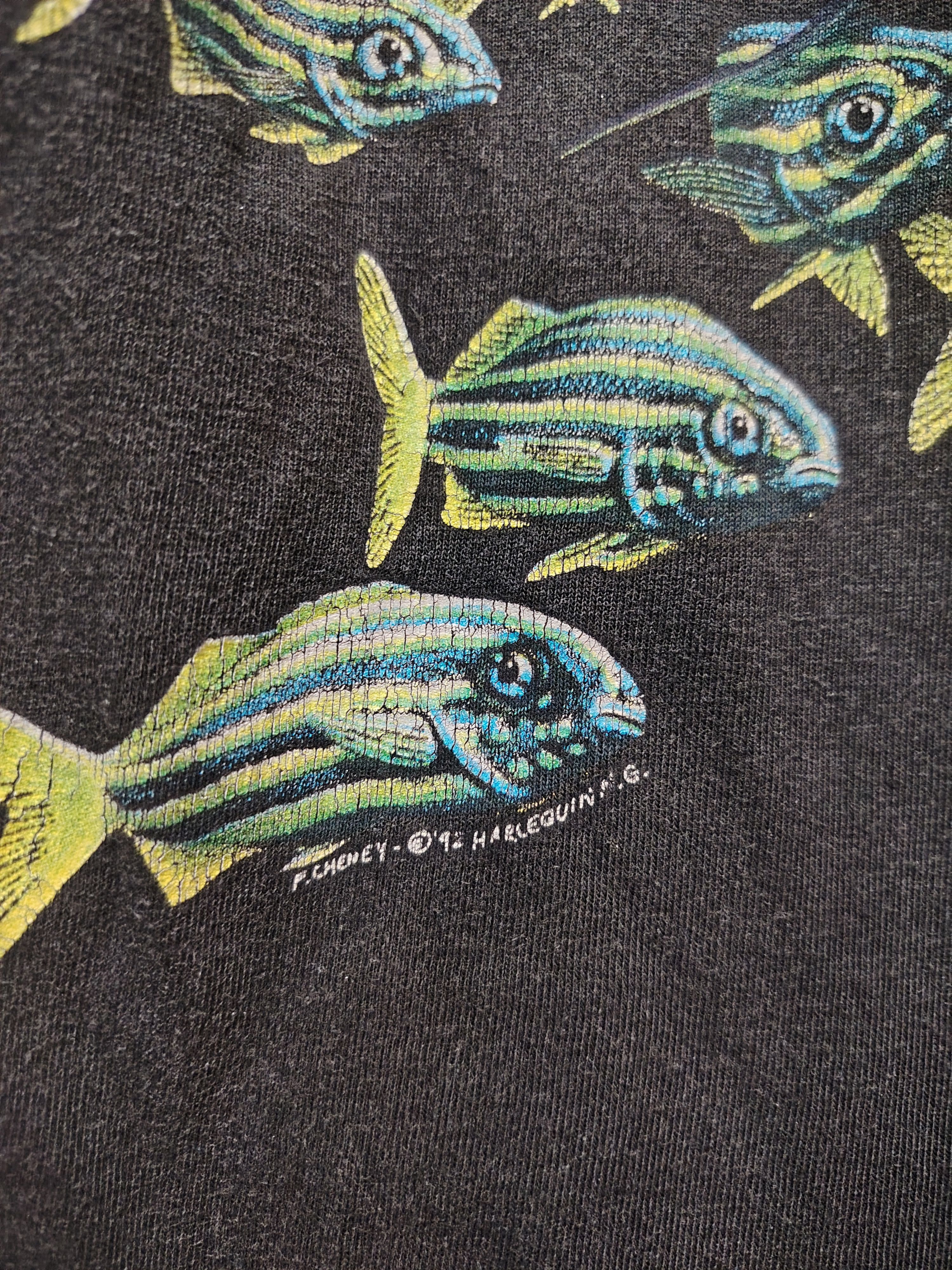 Vintage Thrashed Vtg Plastics News F. Cheney Harlequin ©92 Hanes tee Size US M / EU 48-50 / 2 - 7 Thumbnail