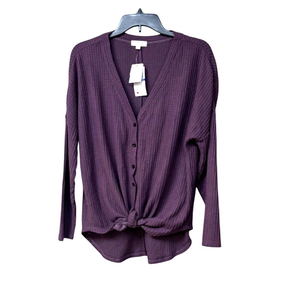 Other Ultra Flirt Junior's Waffle Knit Versatile Cardigan Top, Bla Size L / US 10 / IT 46 - 1 Thumbnail