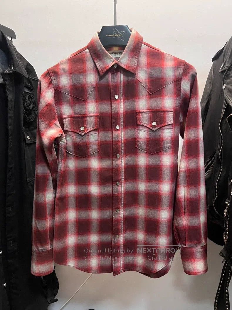 Saint Laurent Paris Saint Laurent Paris Saint Laurent red check cat-eye shirt, Size US XS / EU 42 / 0 - 1 Thumbnail
