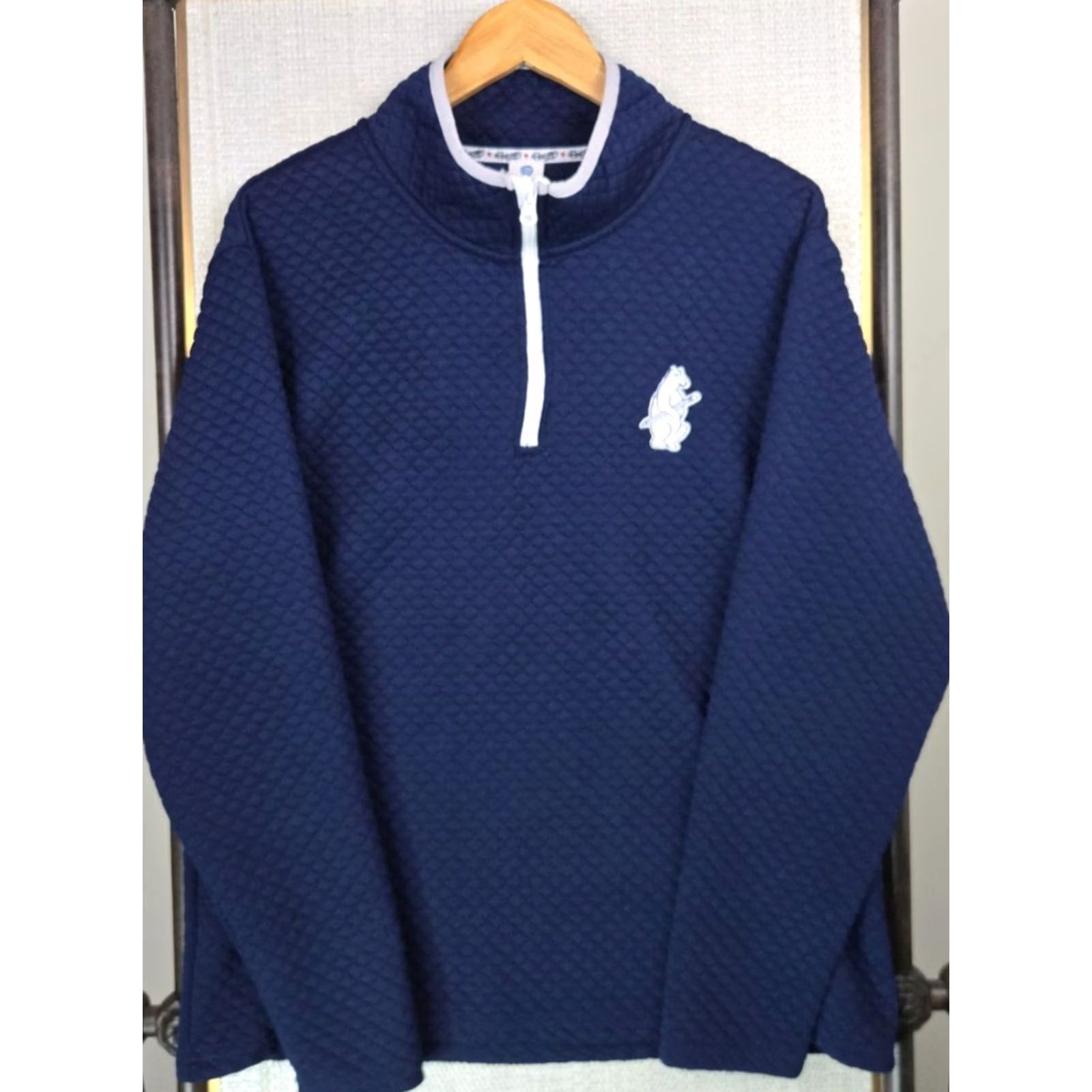 Logo 7 CHICAGO CUBS Windbreaker Pullover 1/4 Zip Teacher Logo Mens Medium NFC Blue Quilted Moistu re Wicking Breathable Polyester Size US M / EU 48-50 / 2 - 3 Thumbnail