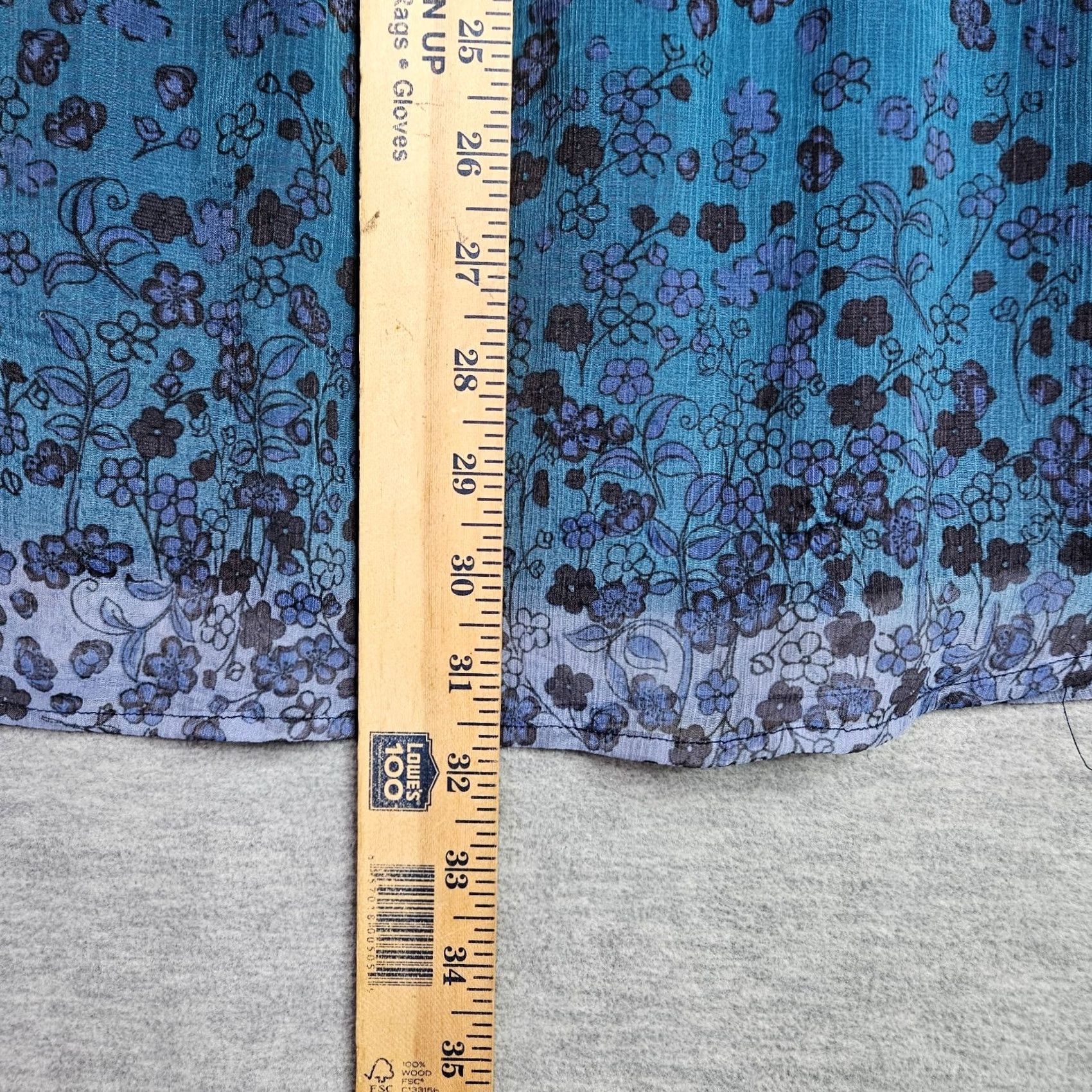 Esprit EDC by Esprit Floral Chiffon Dress Women's XS Blue Floral Stud Detail Boho A-Line Casual 3/4 Sleeve Size XS / US 0-2 / IT 36-38 - 7 Thumbnail