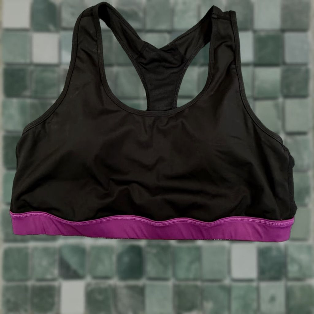 Vintage Rise Invincible LuLaRoe Sports Bra 2X Black Purple Racerback Athletic Gym Yoga Women's Size ONE SIZE - 1 Thumbnail