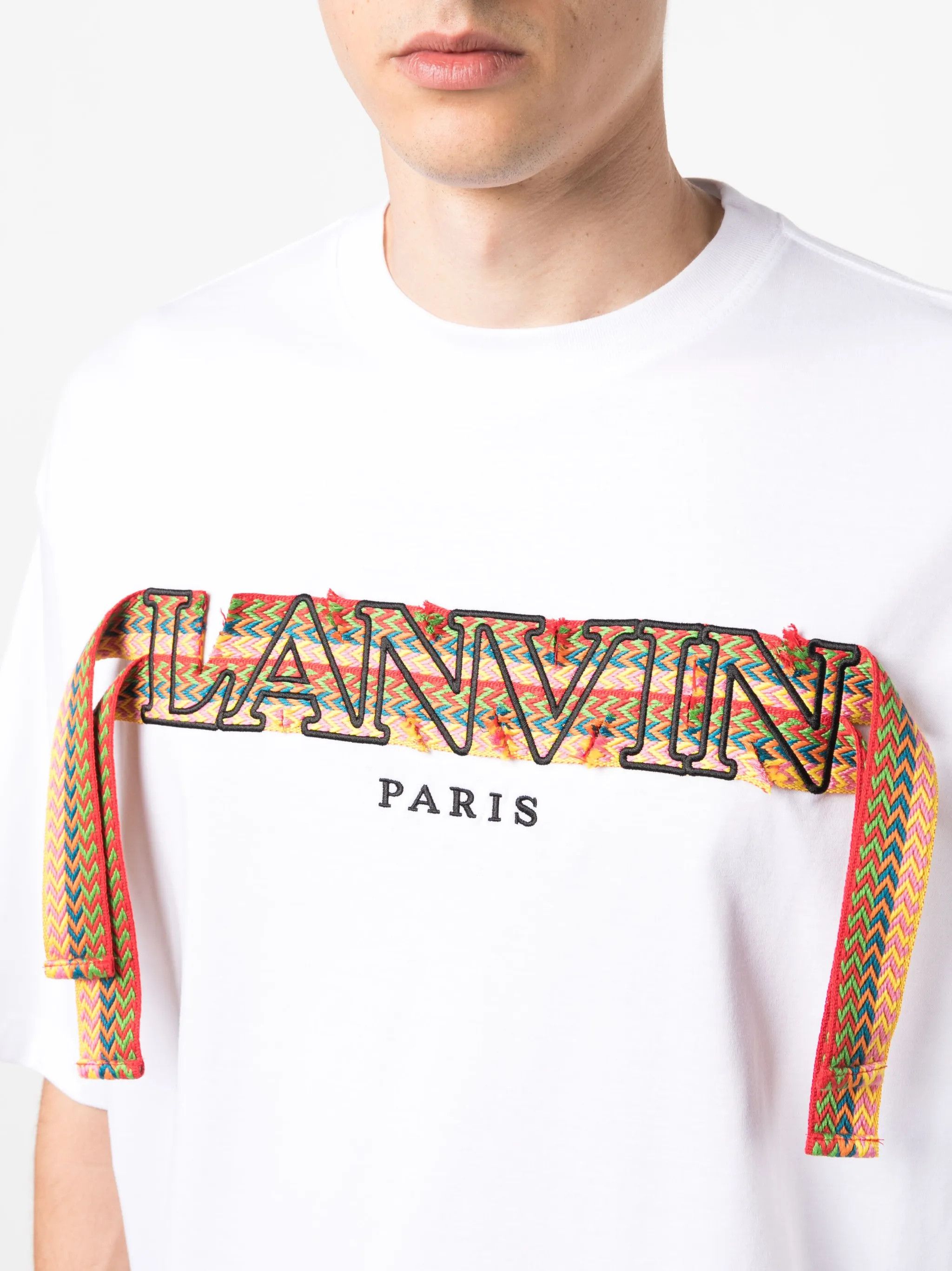 Lanvin o1y0225 Logo Crewneck T-Shirt in White Size US L / EU 52-54 / 3 - 2 Thumbnail