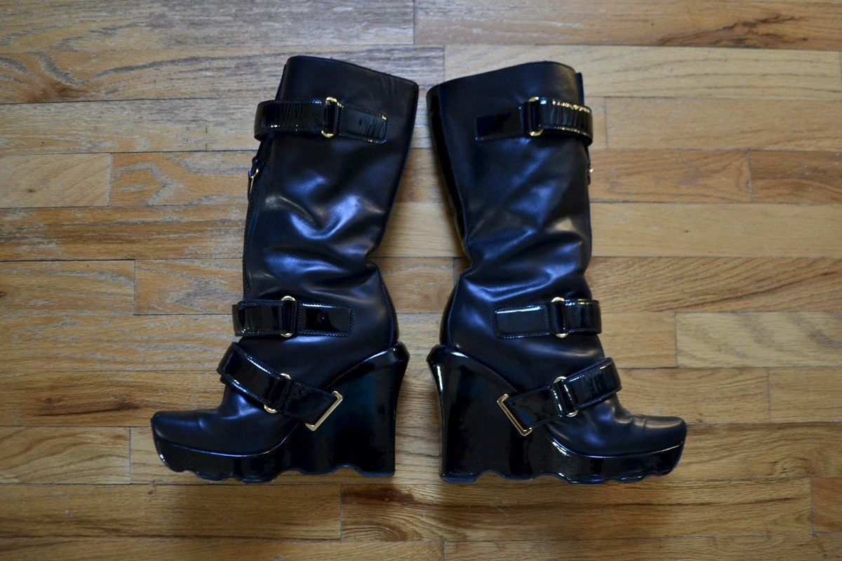 Louis Vuitton FW2006 by Marc Jacobs Wedged Shearling Lined Knee-High Boots Size US 10 / IT 40 - 10 Thumbnail