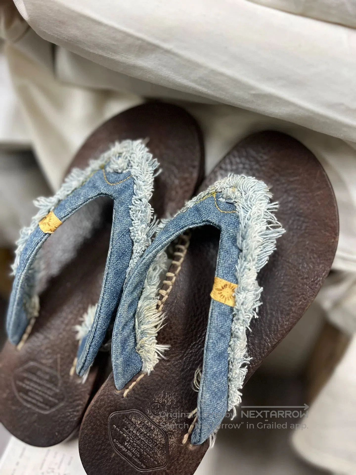 Visvim Brown Denim Fringe Sandals Size 8.5. Size US 8.5 / EU 41-42 - 3 Thumbnail