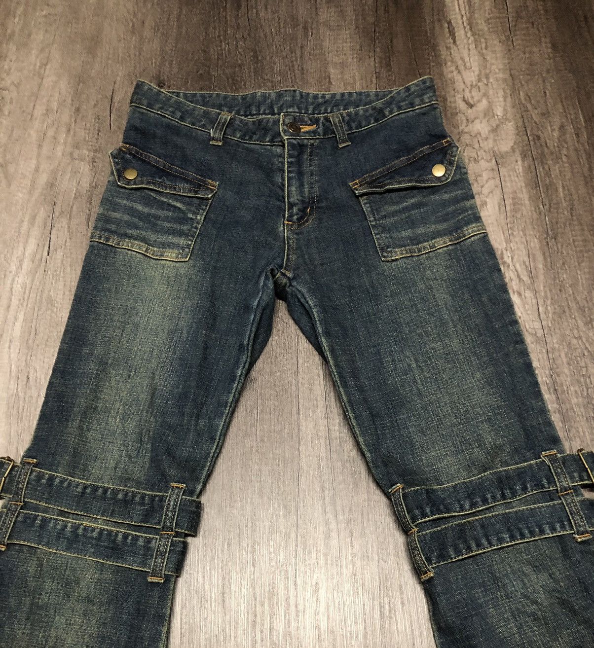 Japanese Brand Vintage Play Chess Flared Jeans Bondage Design Size US 28 / EU 44 - 7 Thumbnail