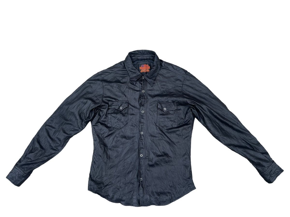 Vintage Freedom Japan Black Cow Leather Western Shirt