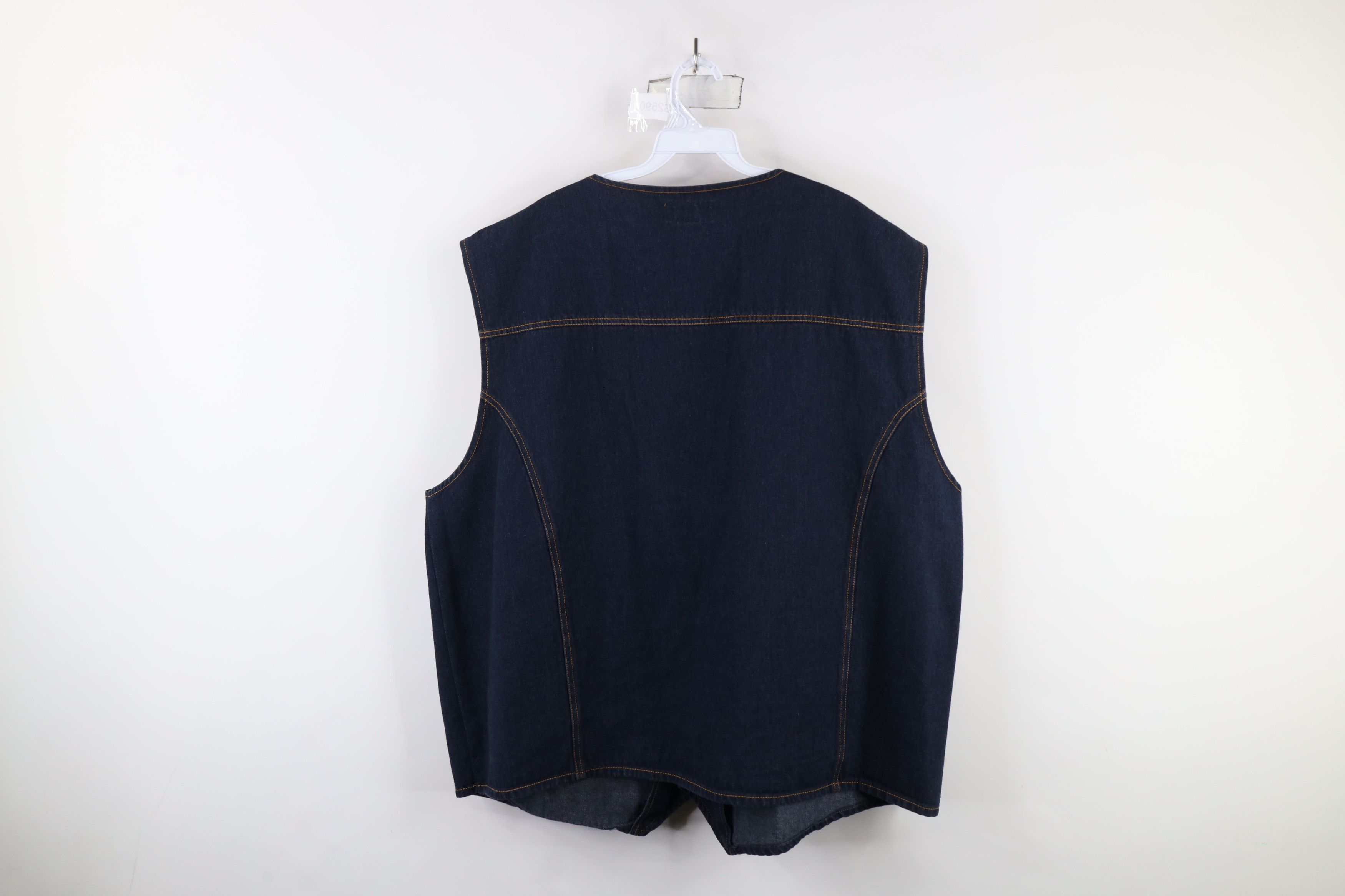 Vintage Vintage 90s Streetwear Denim Jean Button Vest Jacket Blue Size US XXL / EU 58 / 5 - 9 Thumbnail