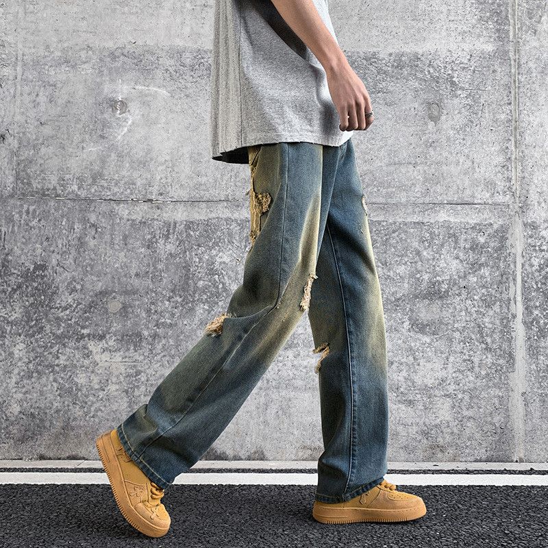 Japanese Brand Men's Retro High Street Ripped Loose Jeans Size US 32 / EU 48 - 3 Thumbnail