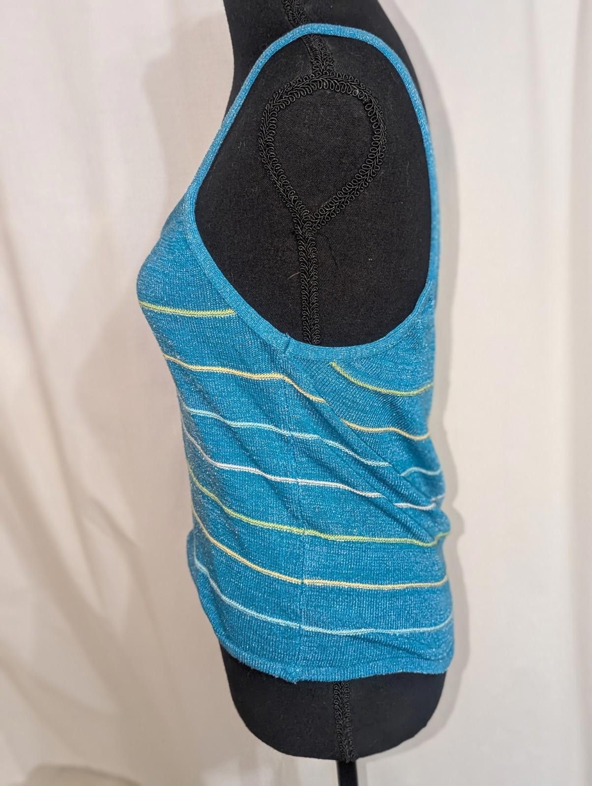 Designer VTG 90s Y2K NAF NAF Blue Striped Tank Top Sz S Size S / US 4 / IT 40 - 4 Thumbnail