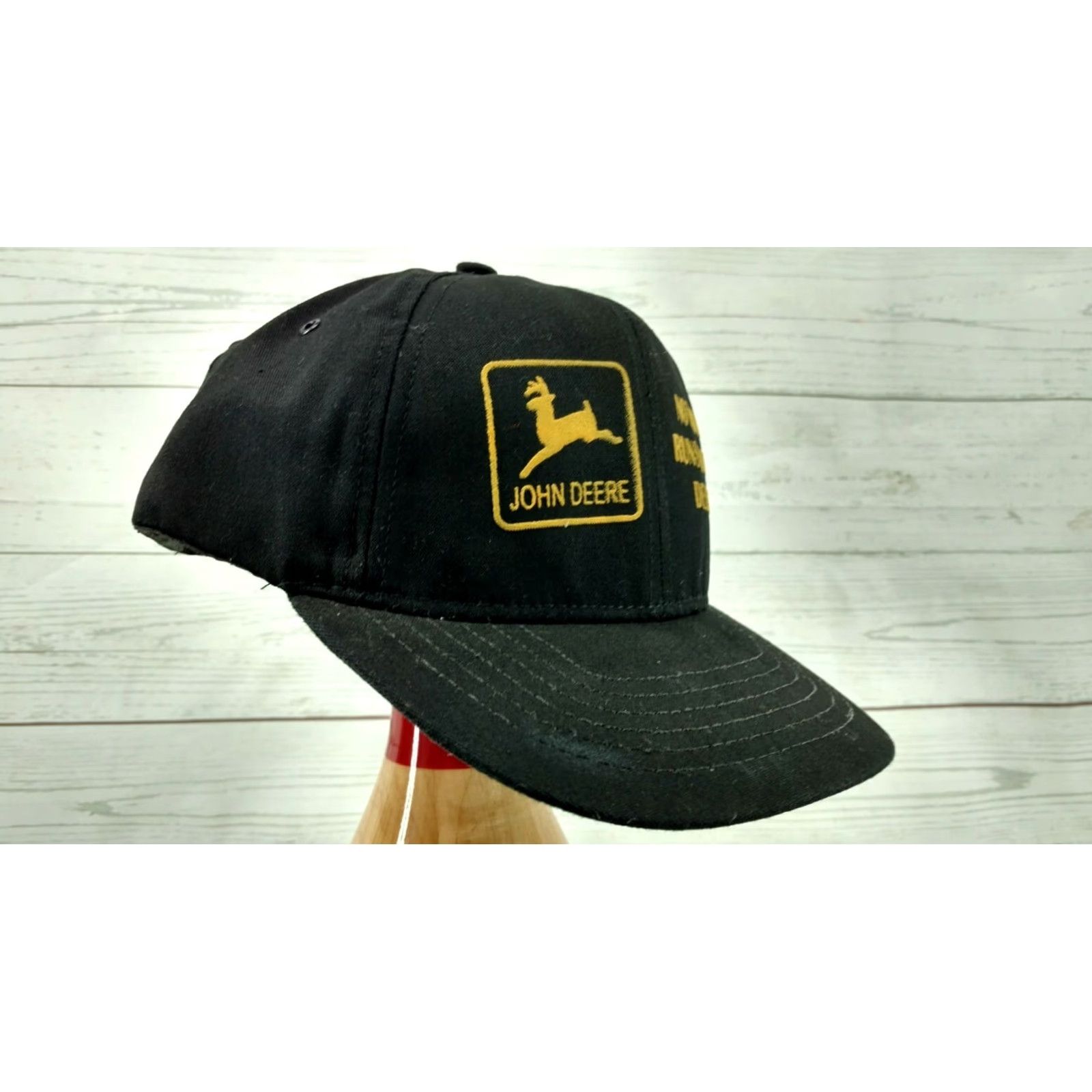 John Deere VINTAGE John Deere Black Snapback Trucker Hat USA Men Adjustable Size Size ONE SIZE - 3 Thumbnail