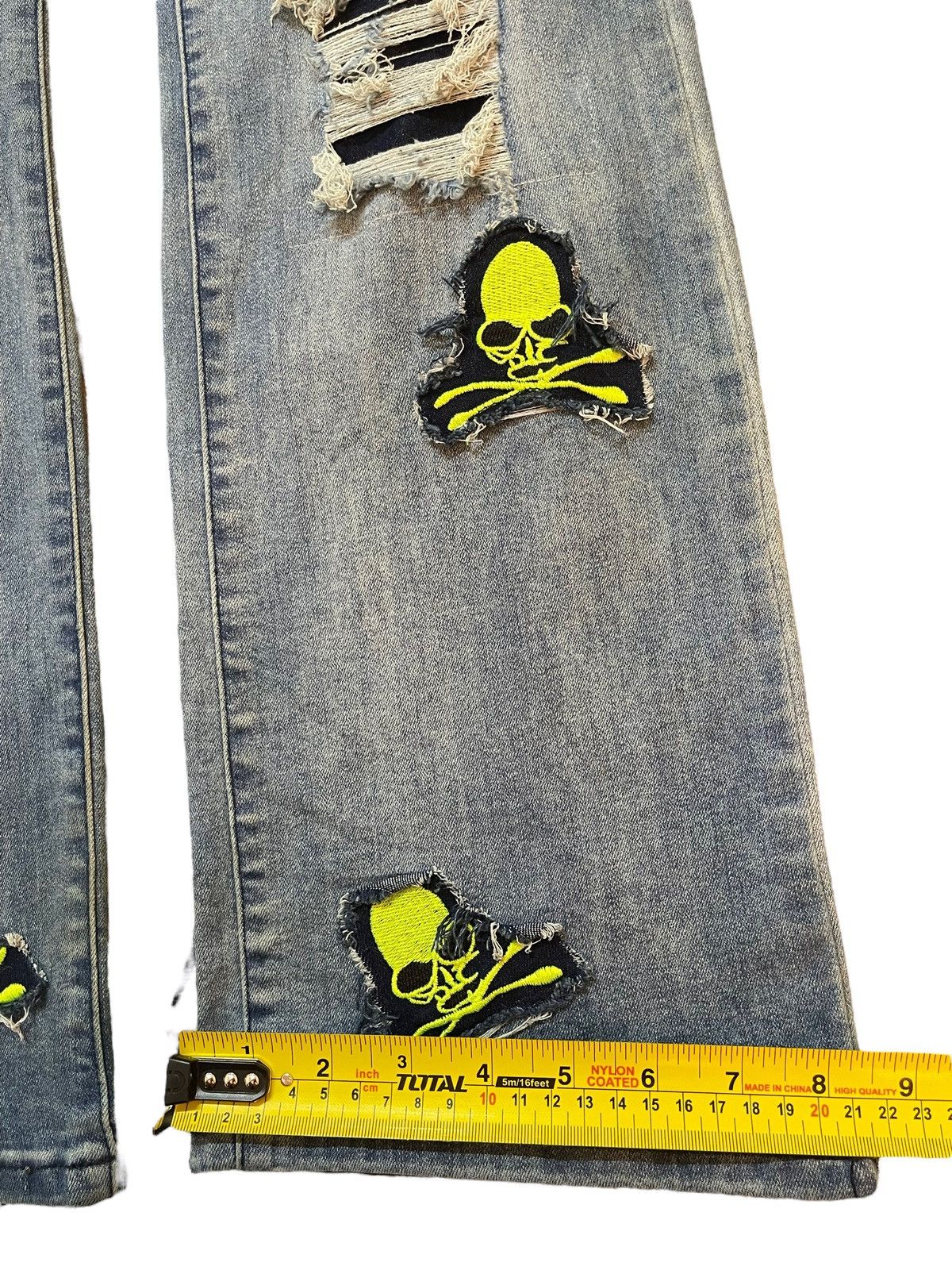 KMRii Japanese Brand Seditionaries Skull Patches Distress Jeans Size US 34 / EU 50 - 16 Thumbnail