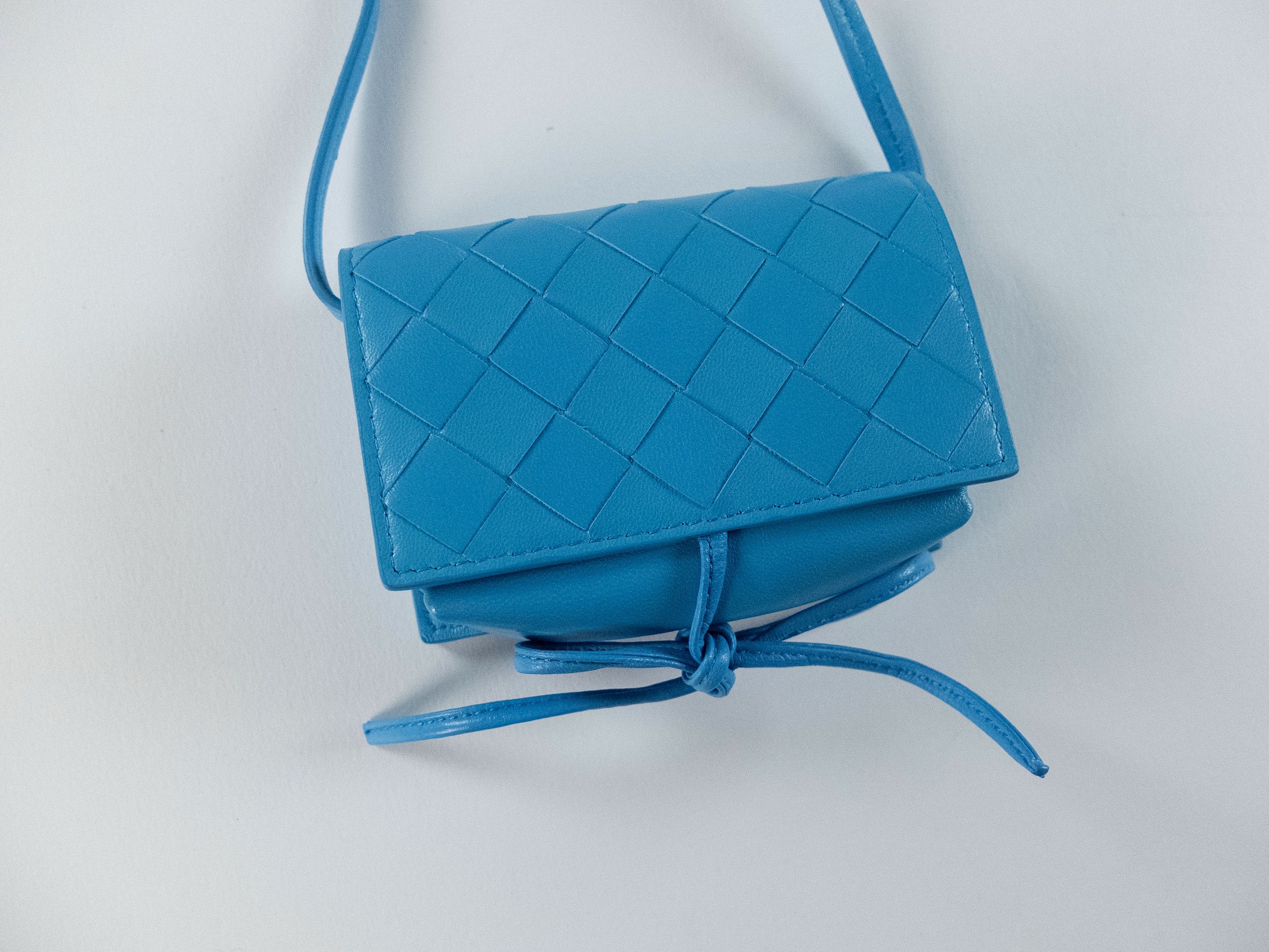 Bottega Veneta BOTTEGA VENETA blue woven leather card case on strap q Size ONE SIZE - 3 Thumbnail