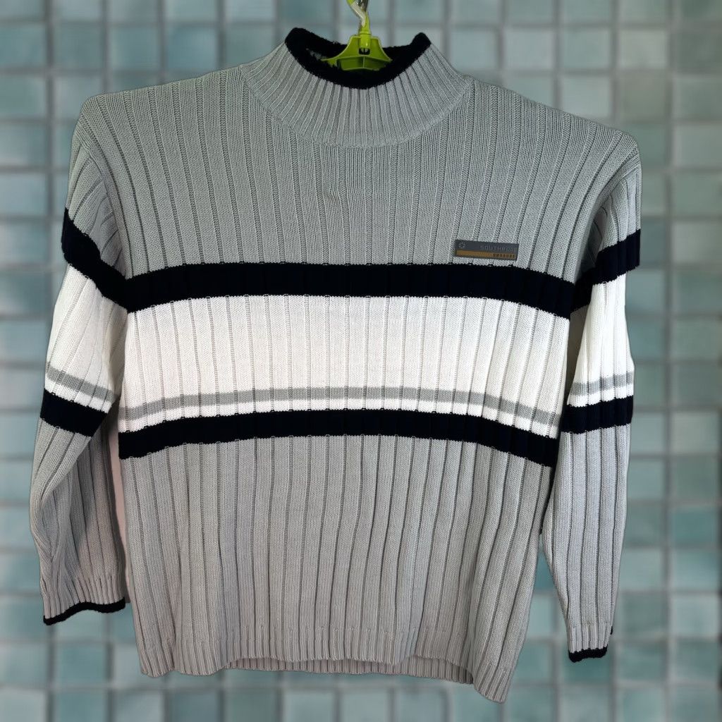 Southpole VINTAGE Southpole Mens Sweater XL Gray White Striped Pullover 90s Knit Logo Casual Size US XL / EU 56 / 4 - 1 Thumbnail