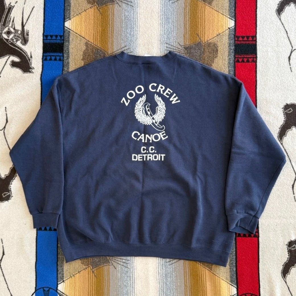 Lee VINTAGE Zoo Crew Canoeing Sweatshirt Lee 2XL Crew Neck Blue Men Sweatshirt 90s Outdoor Canoe Summer Boat Water Boys/Girls? Size US XXL / EU 58 / 5 - 2 Thumbnail