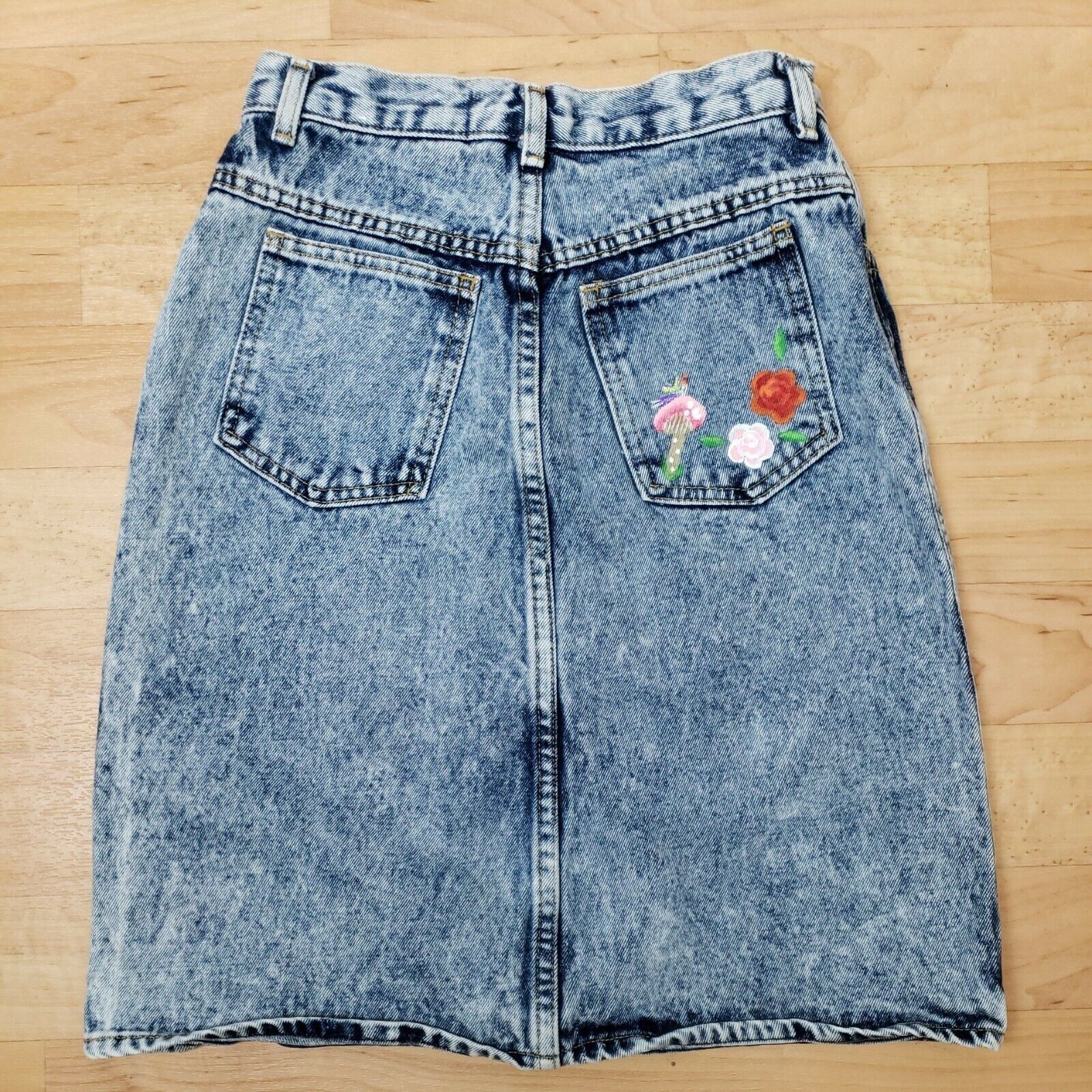 Other Jack Mulqueen Upcycled Denim Skirt Womens 7 80s Acid Wash Ha Size 26" / US 2 / IT 38 - 8 Thumbnail