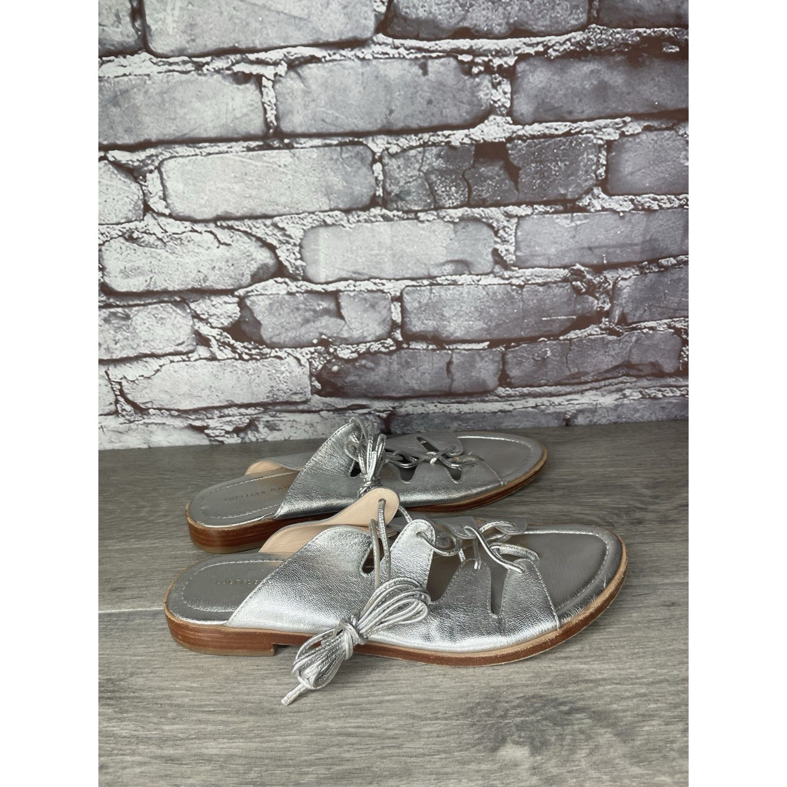Loeffler Randall Loeffler Randall Kira GT Silver Metallic Thong Sandals Women Size US 9.5 / IT 39.5 - 19 Thumbnail