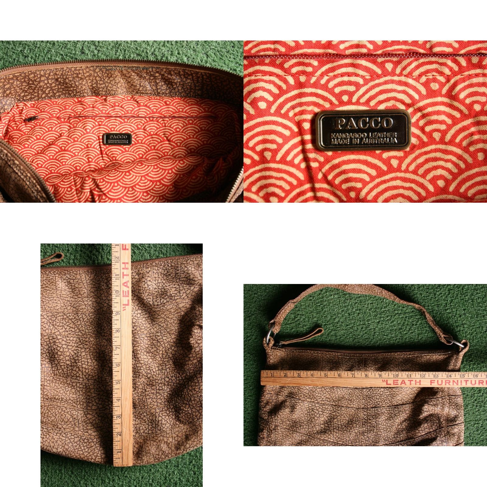 Vintage PACCO Kangaroo Leather Shoulder Bag - Brown - Made in Australia - Women - 16x13in - Zip Closure Size ONE SIZE - 8 Thumbnail