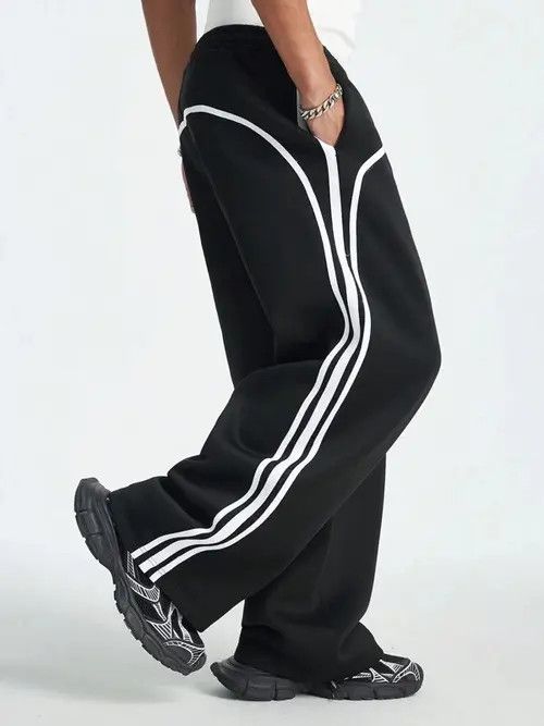 Japanese Brand × Vintage Loose fit Stripe Lampas Y2k Sweatpants Size US 32 / EU 48 - 4 Thumbnail