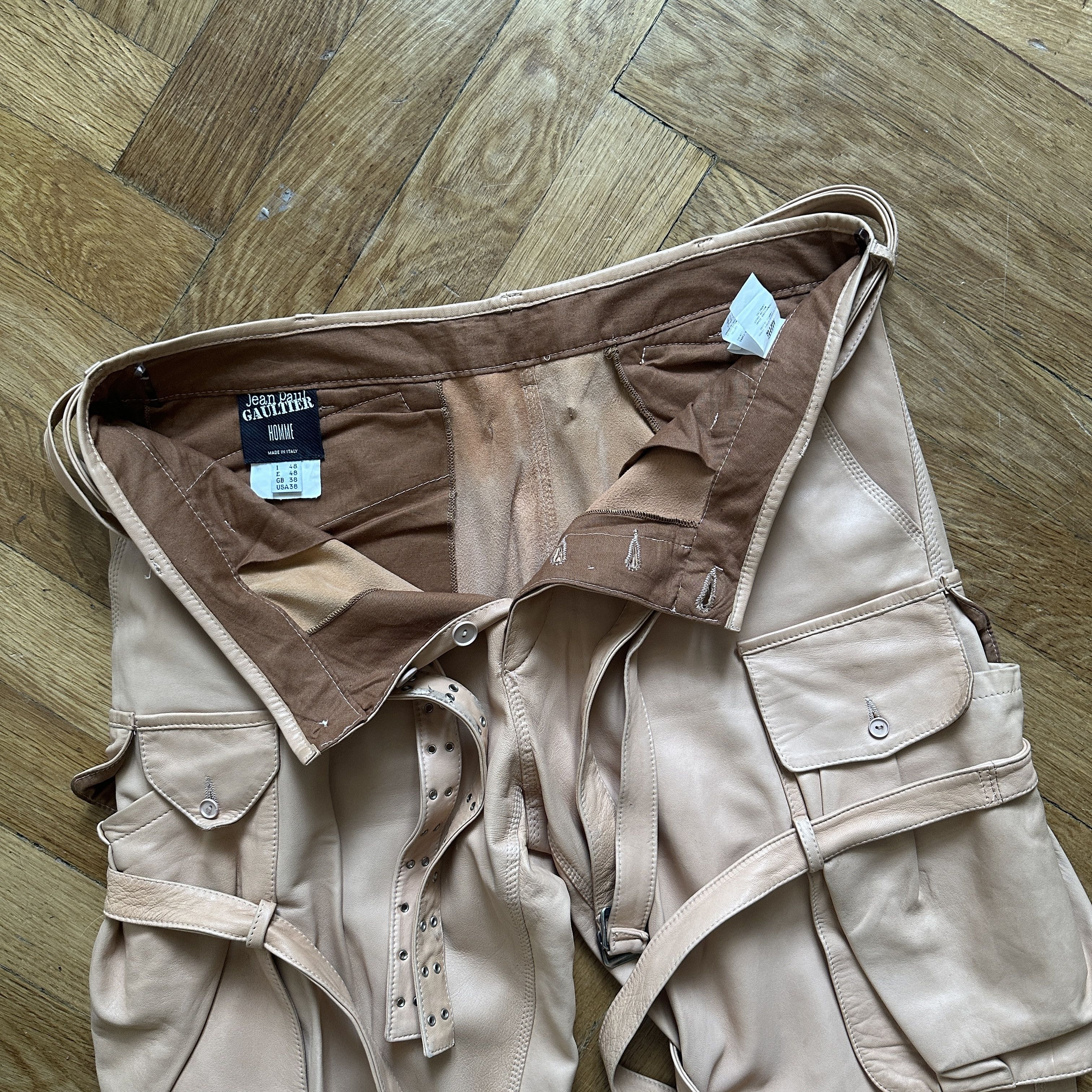 Jean Paul Gaultier Homme 90s Leather Strap Bondage Cargo Pants Size US 32 / EU 48 - 6 Thumbnail