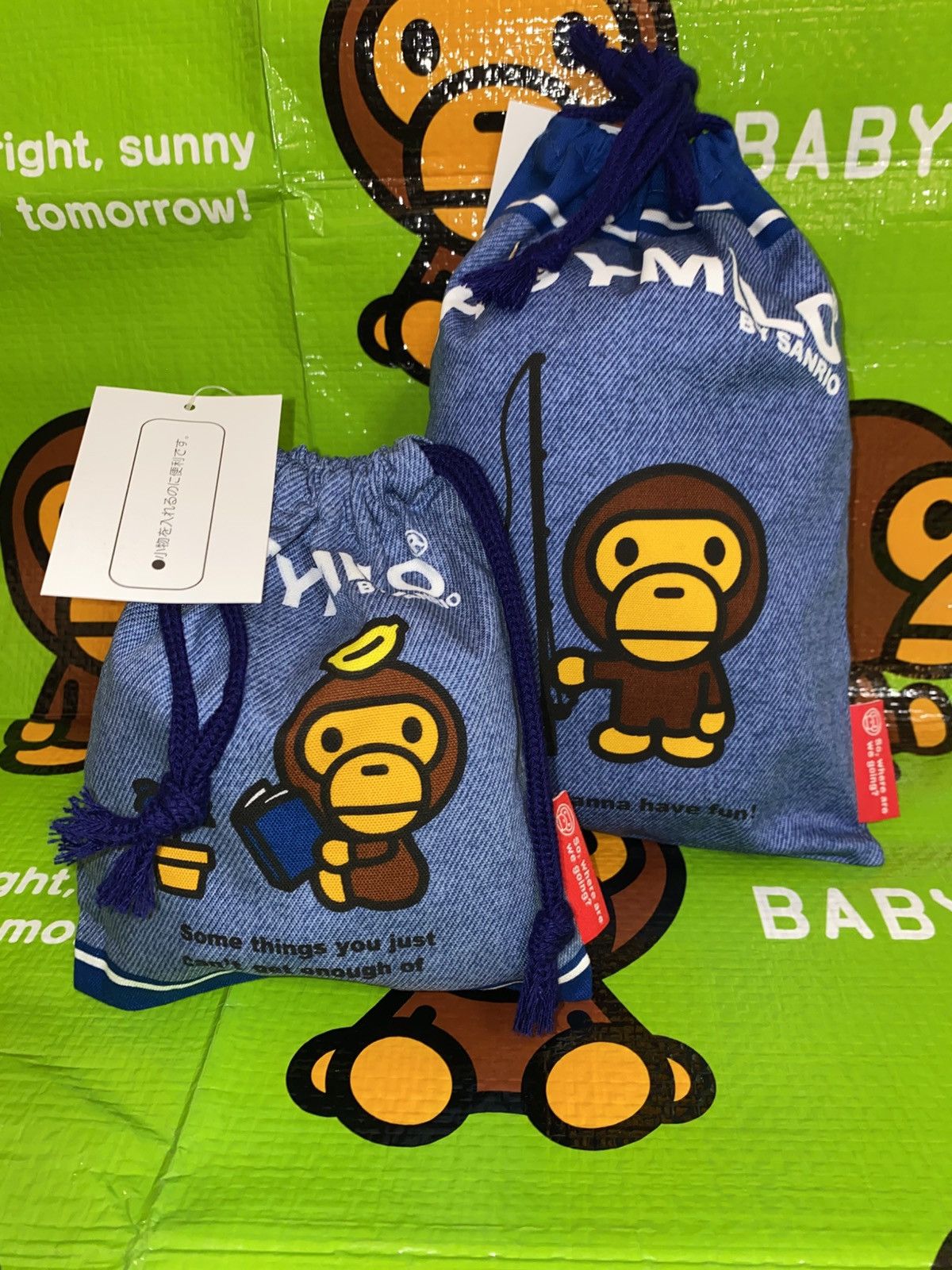 A BATHING APE - ★● BAPE APE BABY MILO TWO WAY POUCH ▲★. BAPE KIDS A Bathing Ape Black Smartphone Bag & MILO Pouch