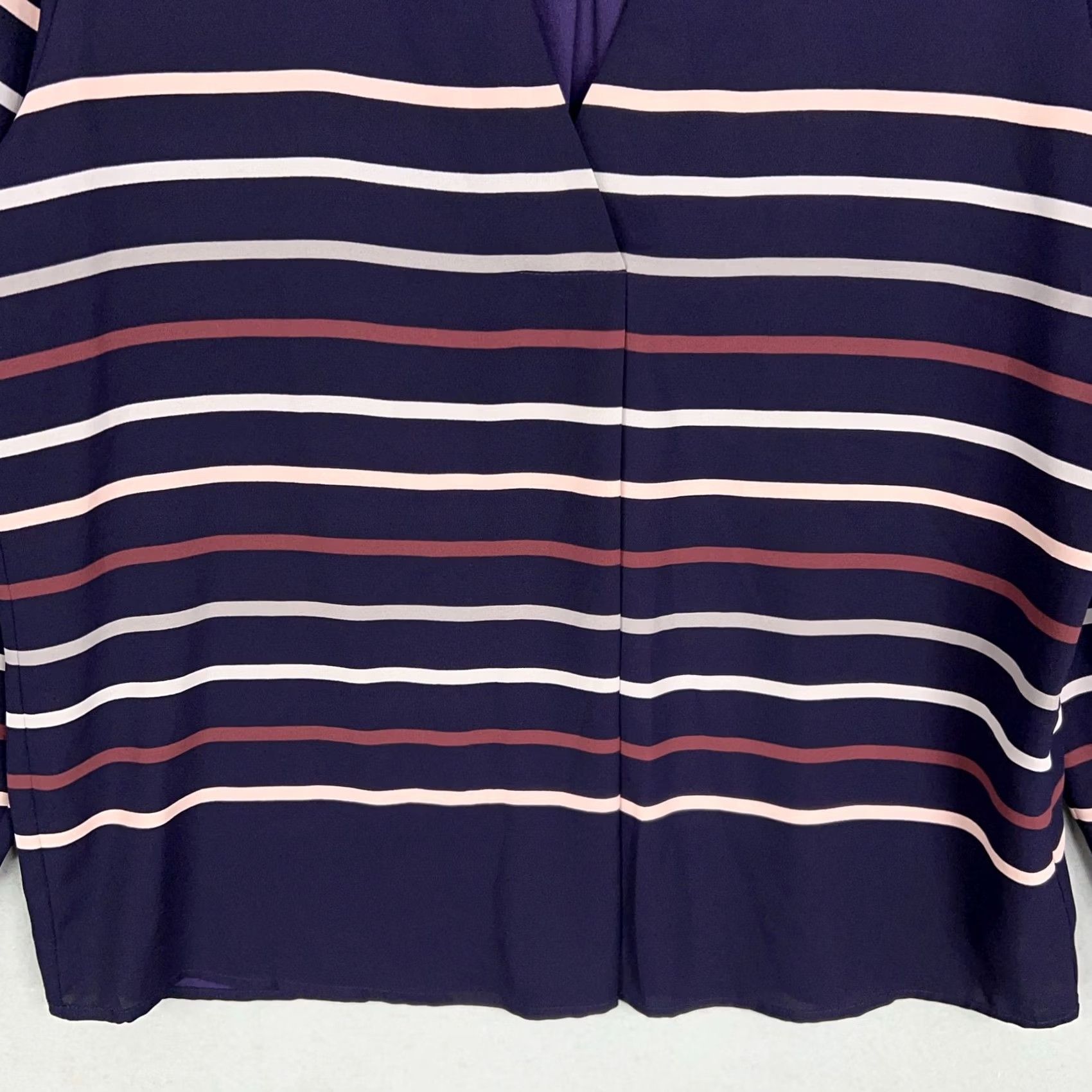 Vintage 41 Hawthorn Womens Large Purple Stripe Blouse Size L / US 10 / IT 46 - 3 Thumbnail