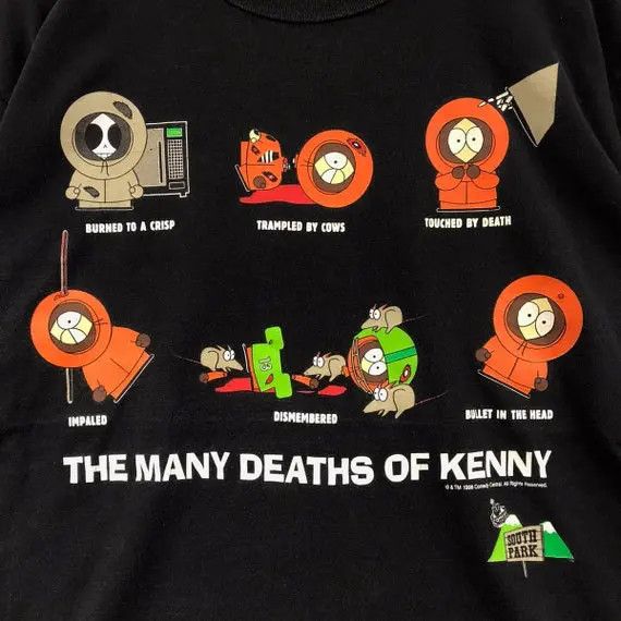 Vintage Vtg 1998 SOUTH PARK CARTOON The Many Deaths Kenny Tee Shirt Size US M / EU 48-50 / 2 - 4 Thumbnail