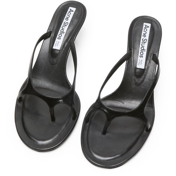 Acne Studios ACNE STUDIOS Black Leather 30mm Heel Sandals New & Authentic Size US 9 / IT 39 - 4 Thumbnail