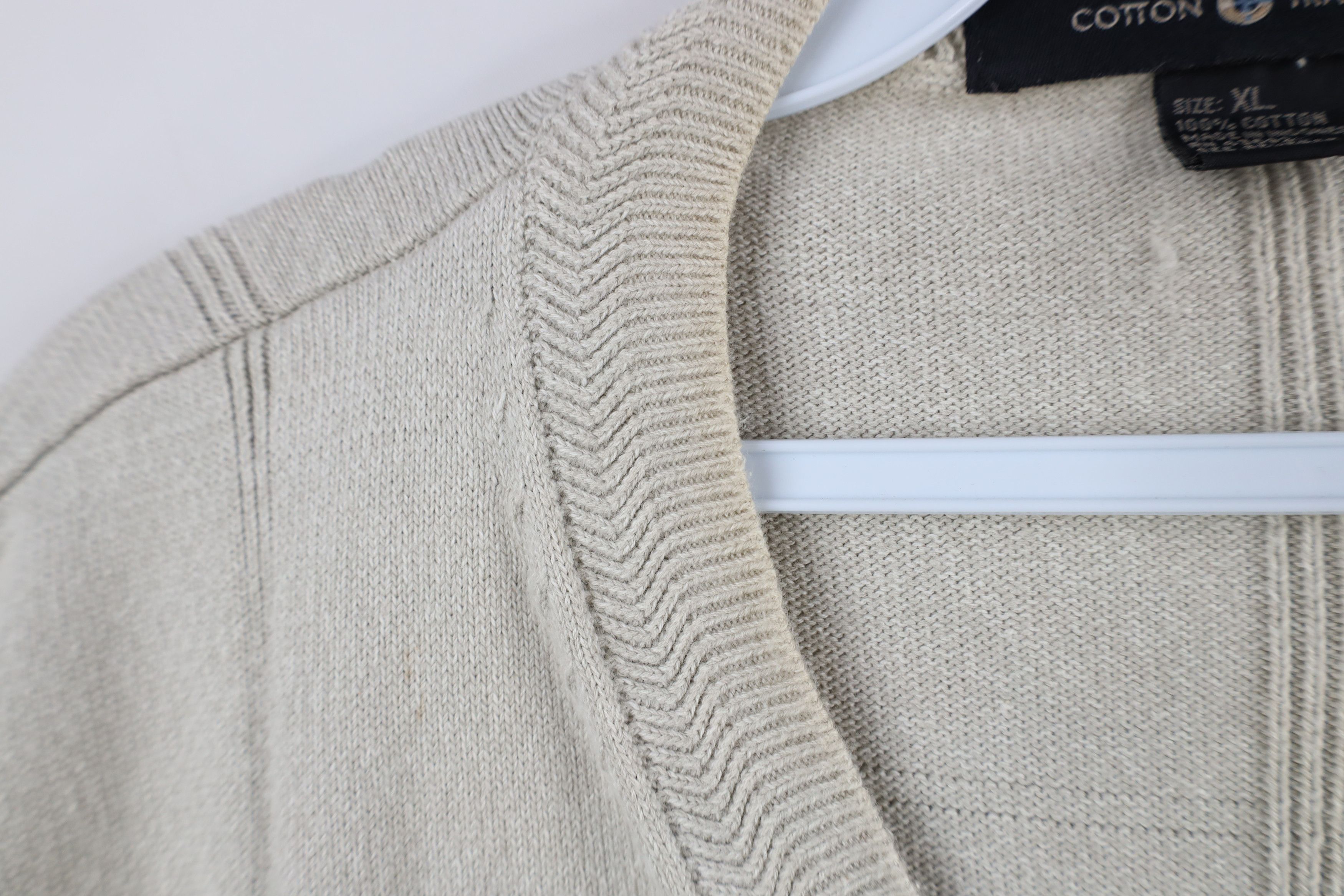Vintage Vintage 90s Streetwear Cotton Knit V-Neck Sweater Vest Beige Size US XL / EU 56 / 4 - 5 Thumbnail