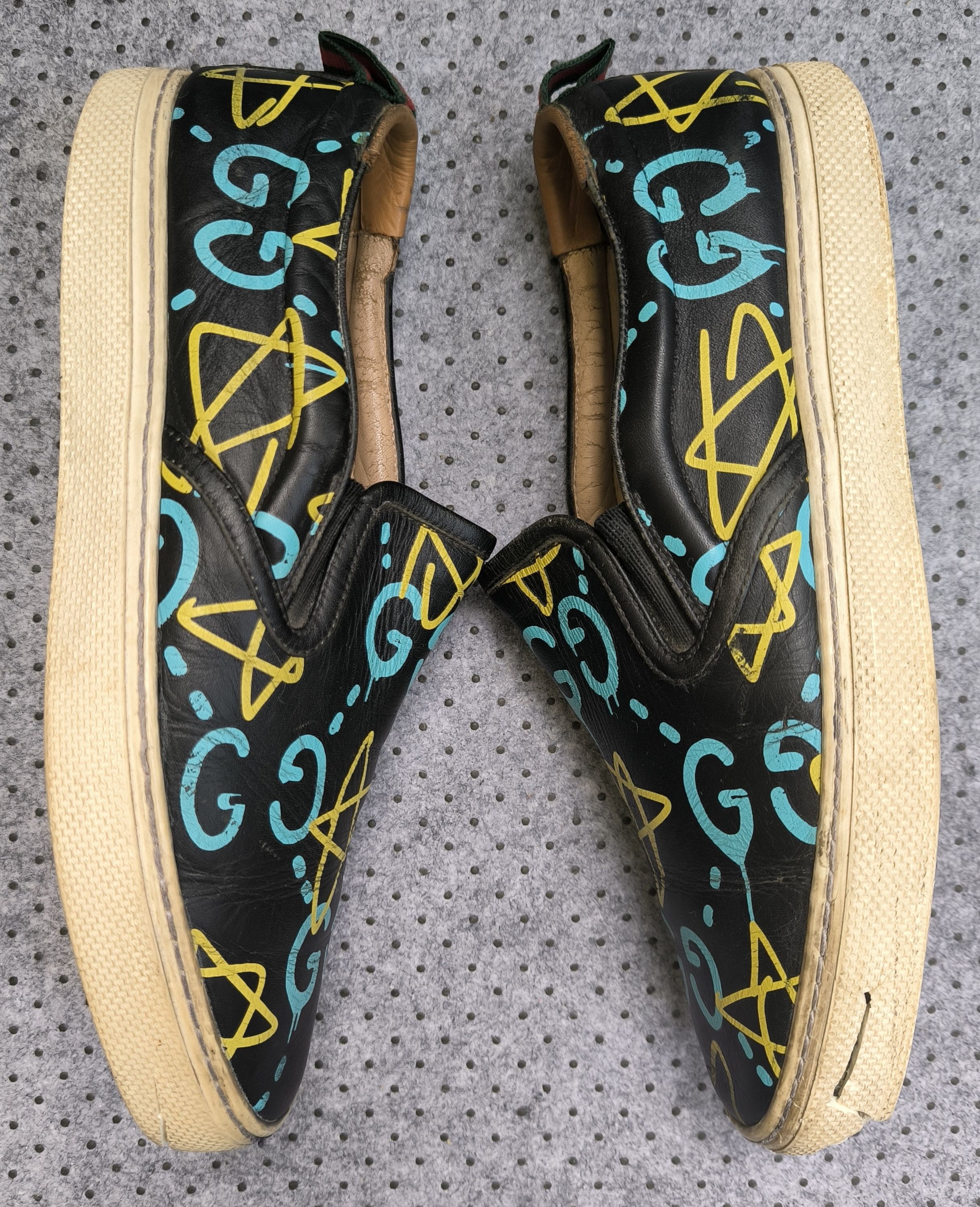 Gucci GUCCI Ghost GG graffiti leather slip on sneakers Size US 8 / EU 41 - 3 Thumbnail