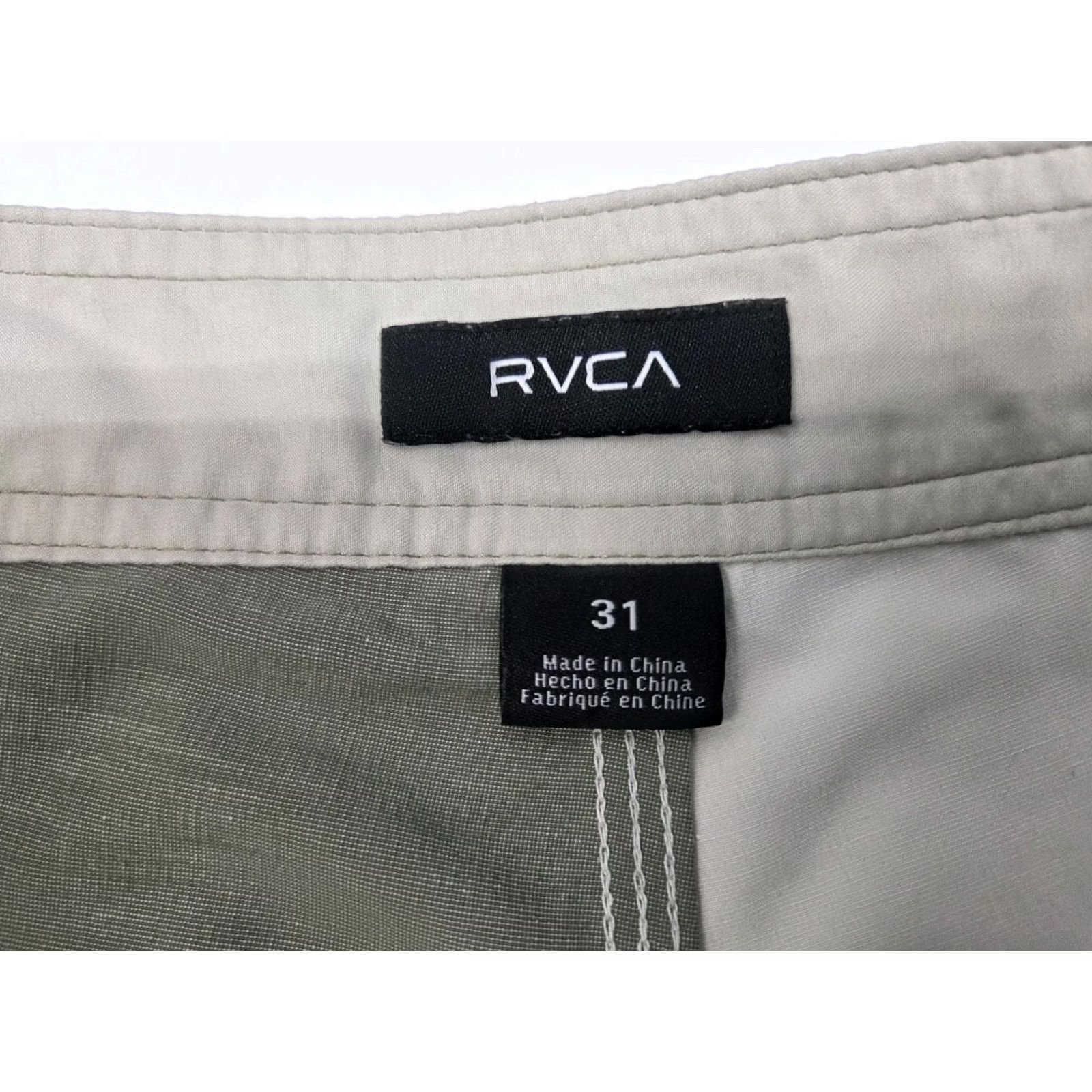 RVCA RVCA Mens Hybrid Shorts Front Pocket Zippered Drawstring Size 31 Green/Beige Regular Inseam 5in Lightweight Quick Dry Beach Casual Mens Size US 31 - 2 Thumbnail