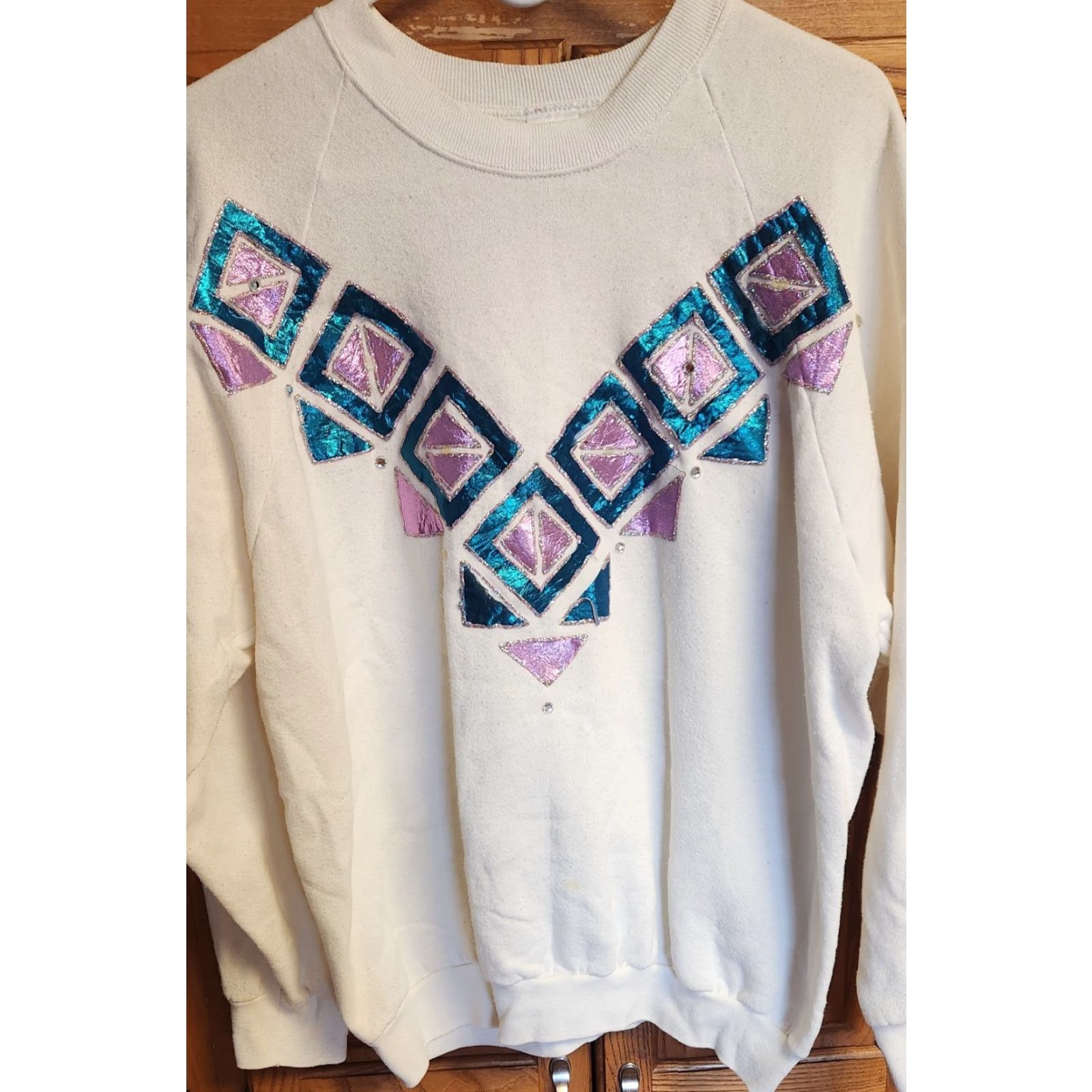 Fruit Of The Loom VINTAGE Fruit Of The Loom Geometric Sweatshirt Women's L Large Crewneck Pullover Sweater Size L / US 10 / IT 46 - 2 Thumbnail