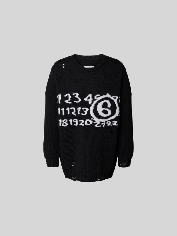 Maison Margiela oc11z0825 Motif-Print Oversized Sweater in Black Size US M / EU 48-50 / 2 - 1 Thumbnail