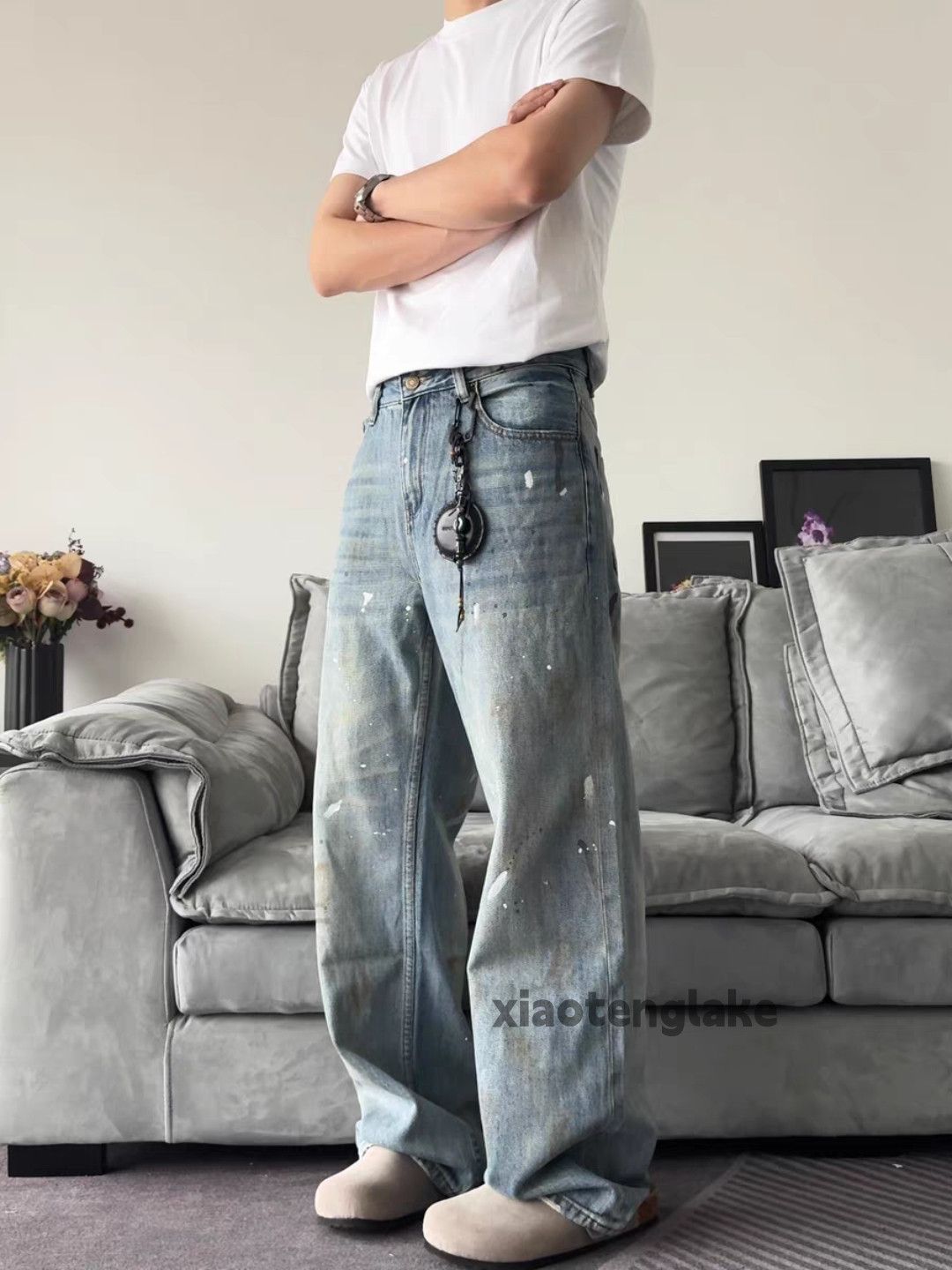 Jean × Vintage washed faded loose baggy carpenter stain paint jeans Size US 30 / EU 46 - 5 Thumbnail