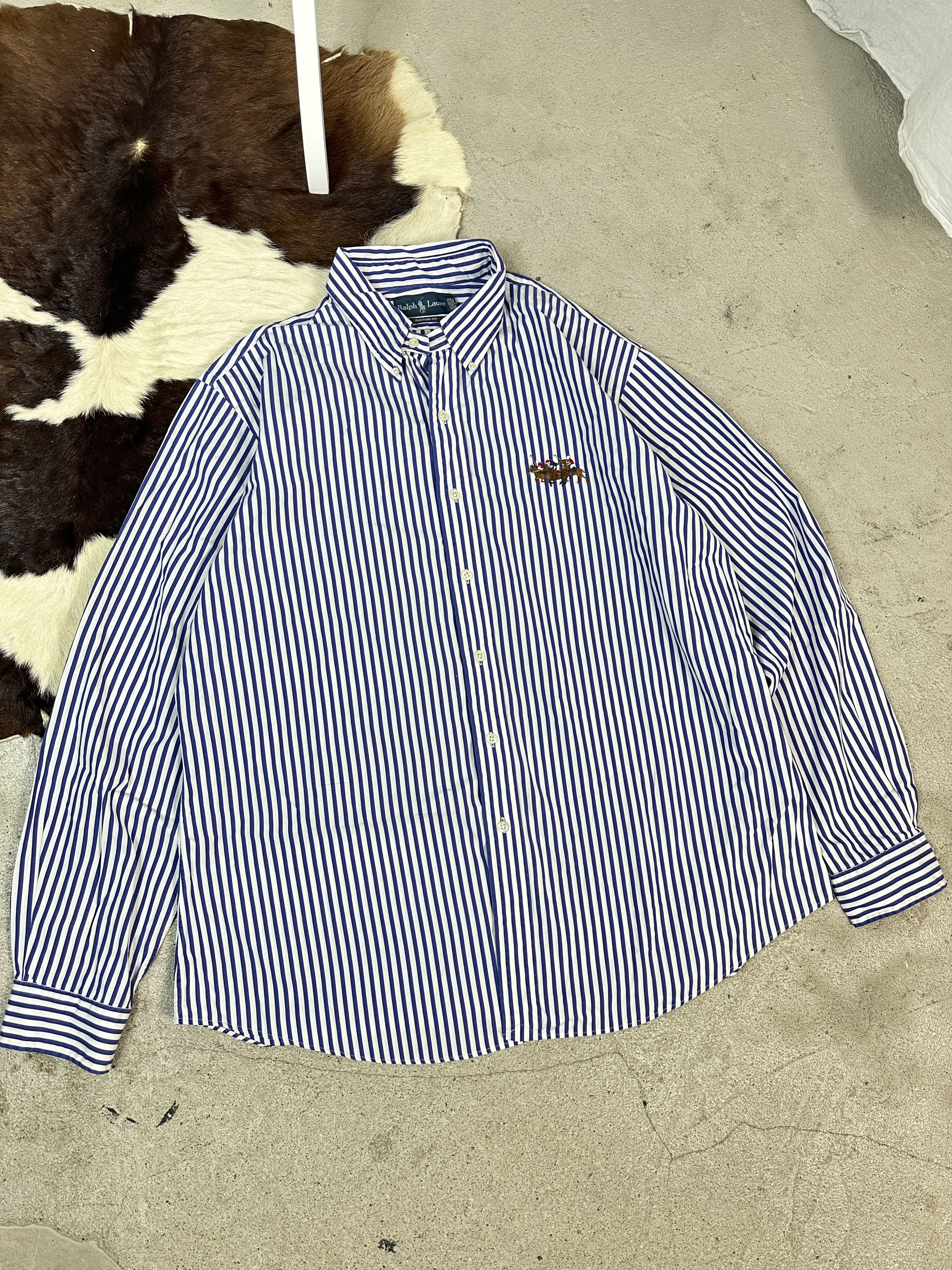 Polo Ralph Lauren × Vintage Vintage Y2K Casual Polo Ralph Lauren Big Pony Striped Shirt Size US XL / EU 56 / 4 - 1 Thumbnail