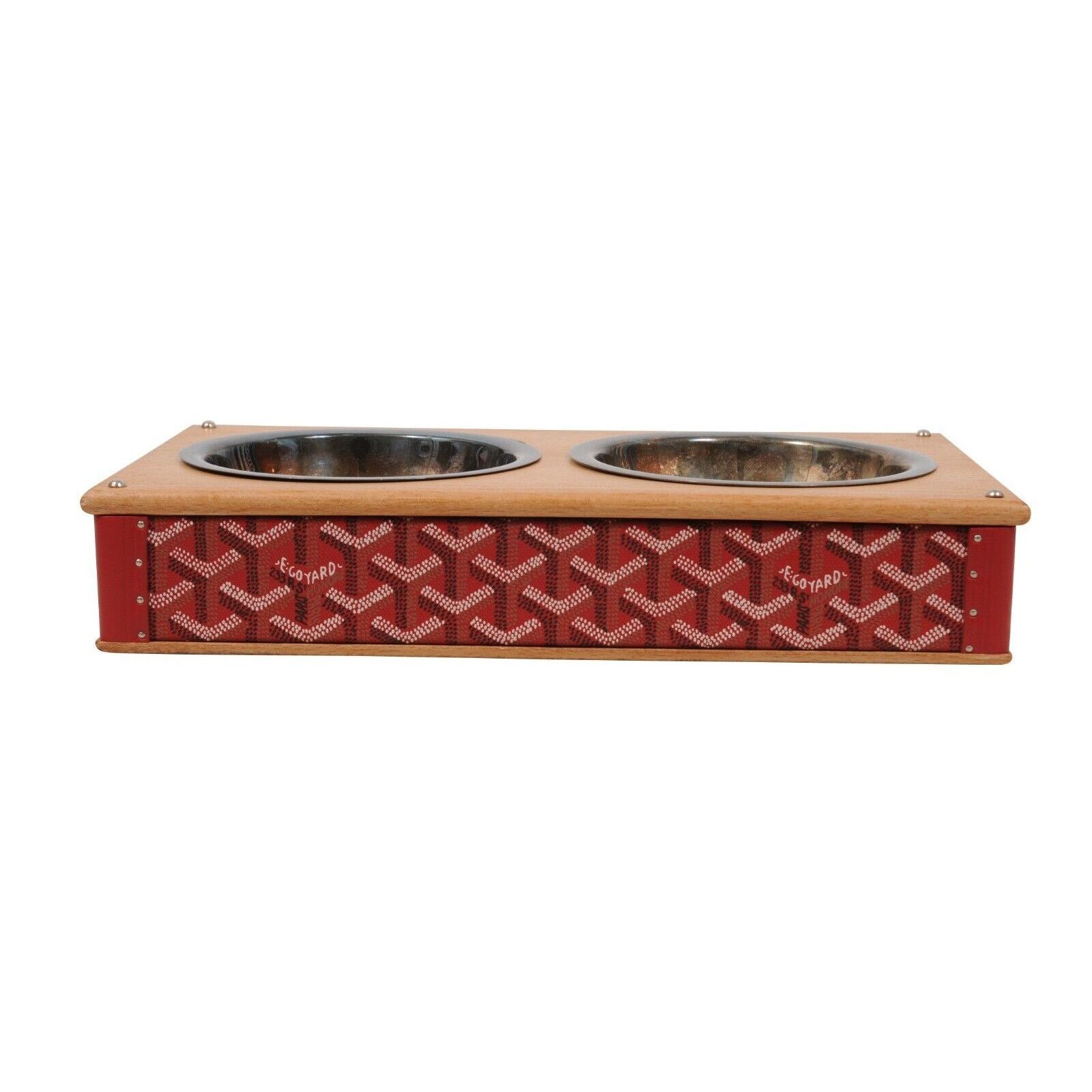 Goyard Red Edmond Double Dog Cat Bowl Hard Sided Trunk Size ONE SIZE - 2 Thumbnail