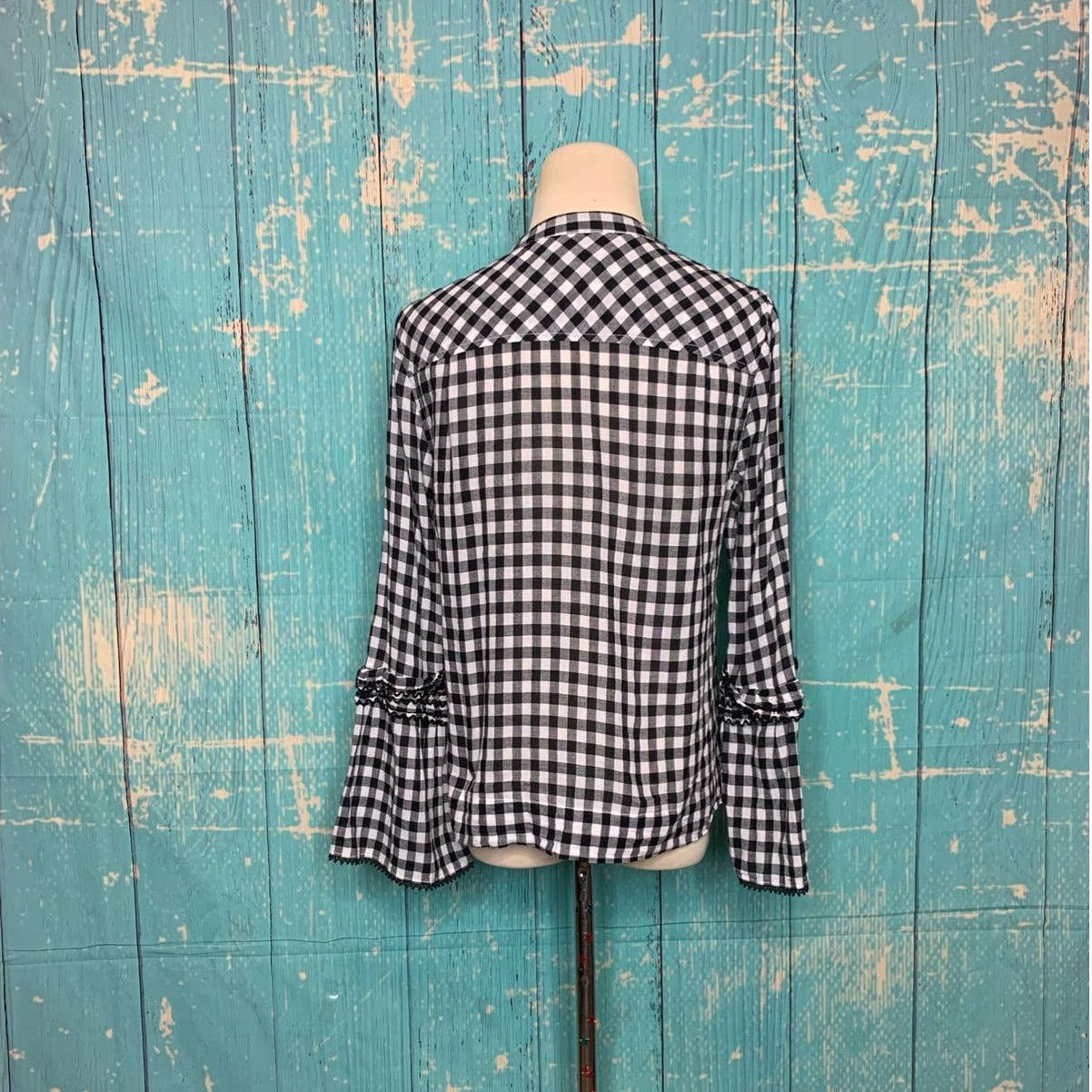 J.Crew J.Crew black white long sleeves gingham tunic blouse size 4 Size S / US 4 / IT 40 - 2 Thumbnail