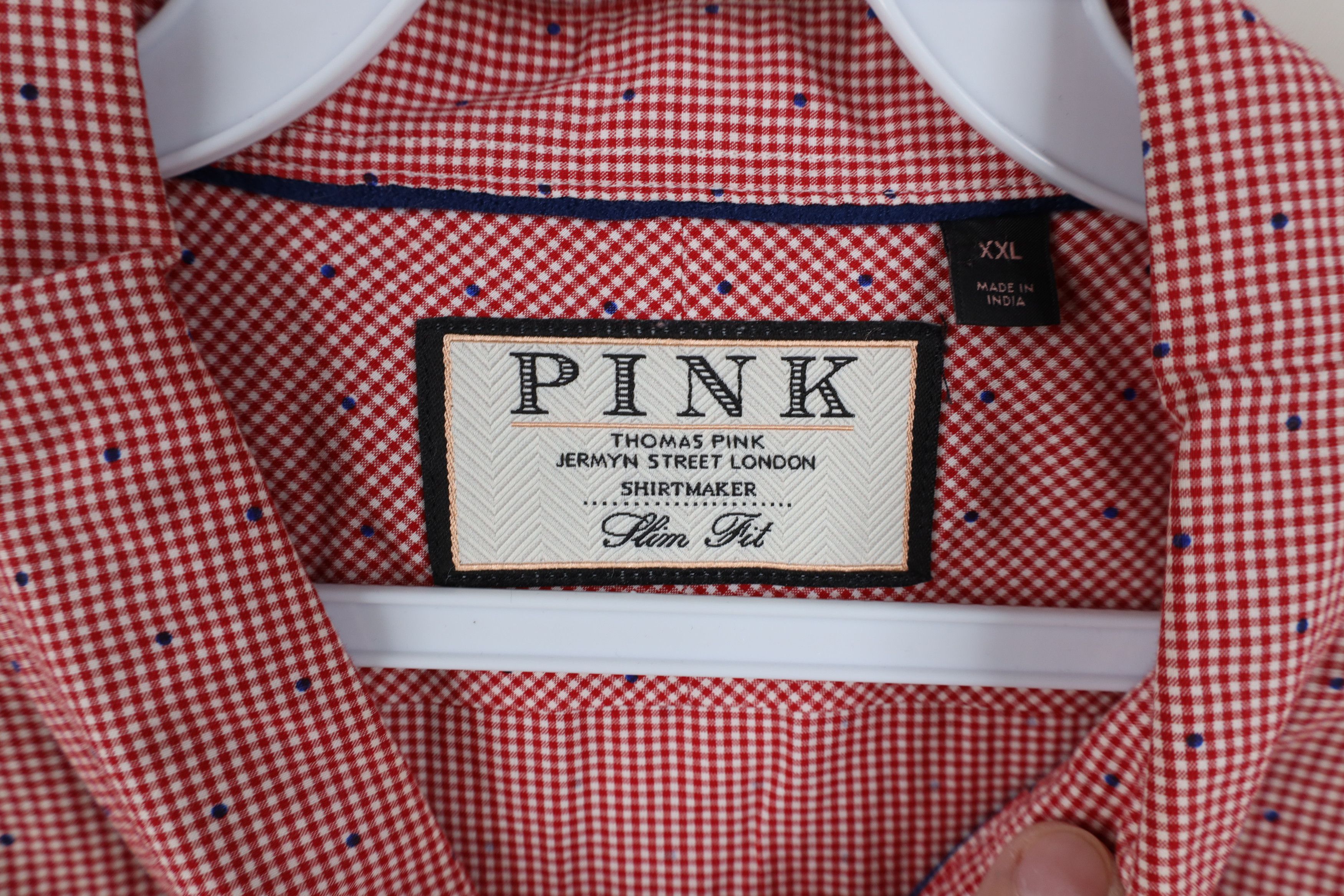 Vintage Thomas Pink Polka Dot Plaid Collared Button Down Shirt Red Size US XXL / EU 58 / 5 - 9 Thumbnail