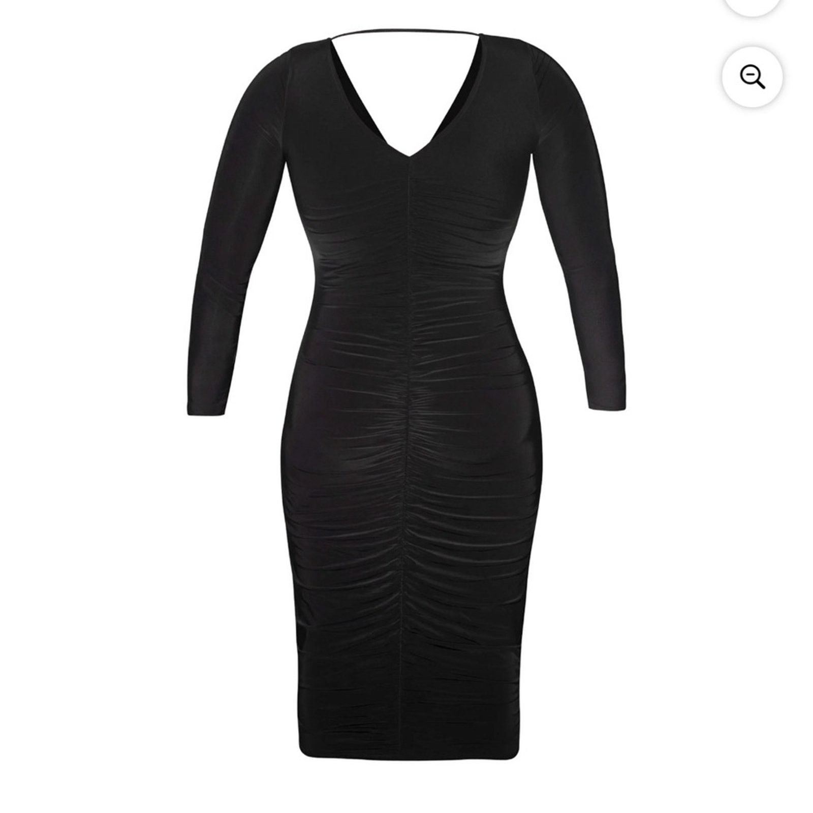 Other Rachel Roy | Black Stretch Ruched 3/4 Sleeve Midi Dress Size XL / US 12-14 / IT 48-50 - 2 Thumbnail