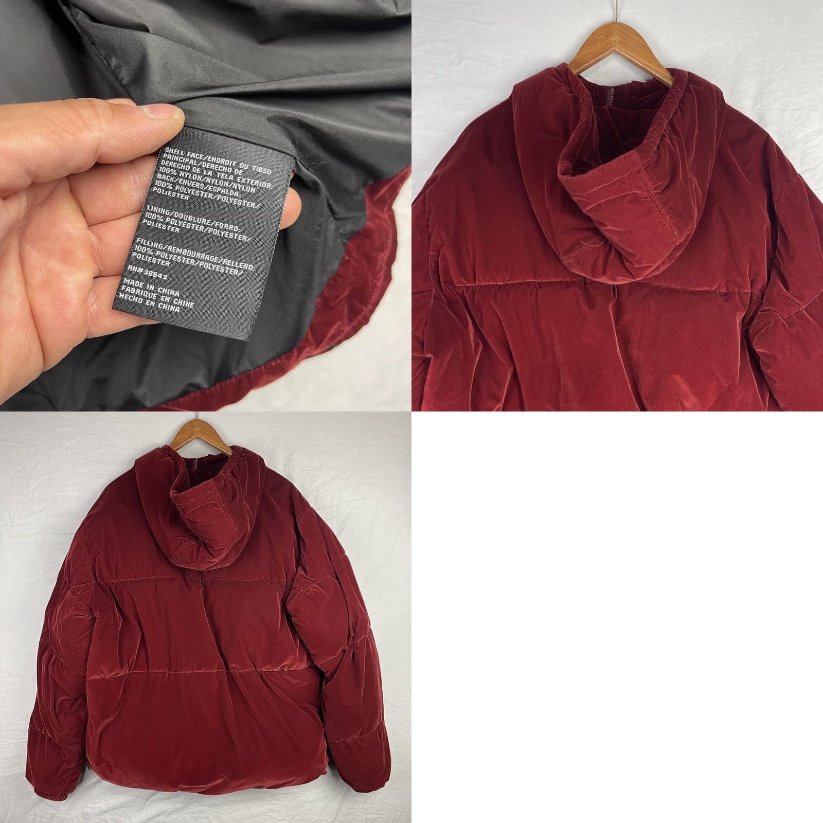 Sean John Sean John Jacket Mens Large Burgundy Hooded Velvet Velour Puffer Zip Up Quilted Size US L / EU 52-54 / 3 - 8 Thumbnail
