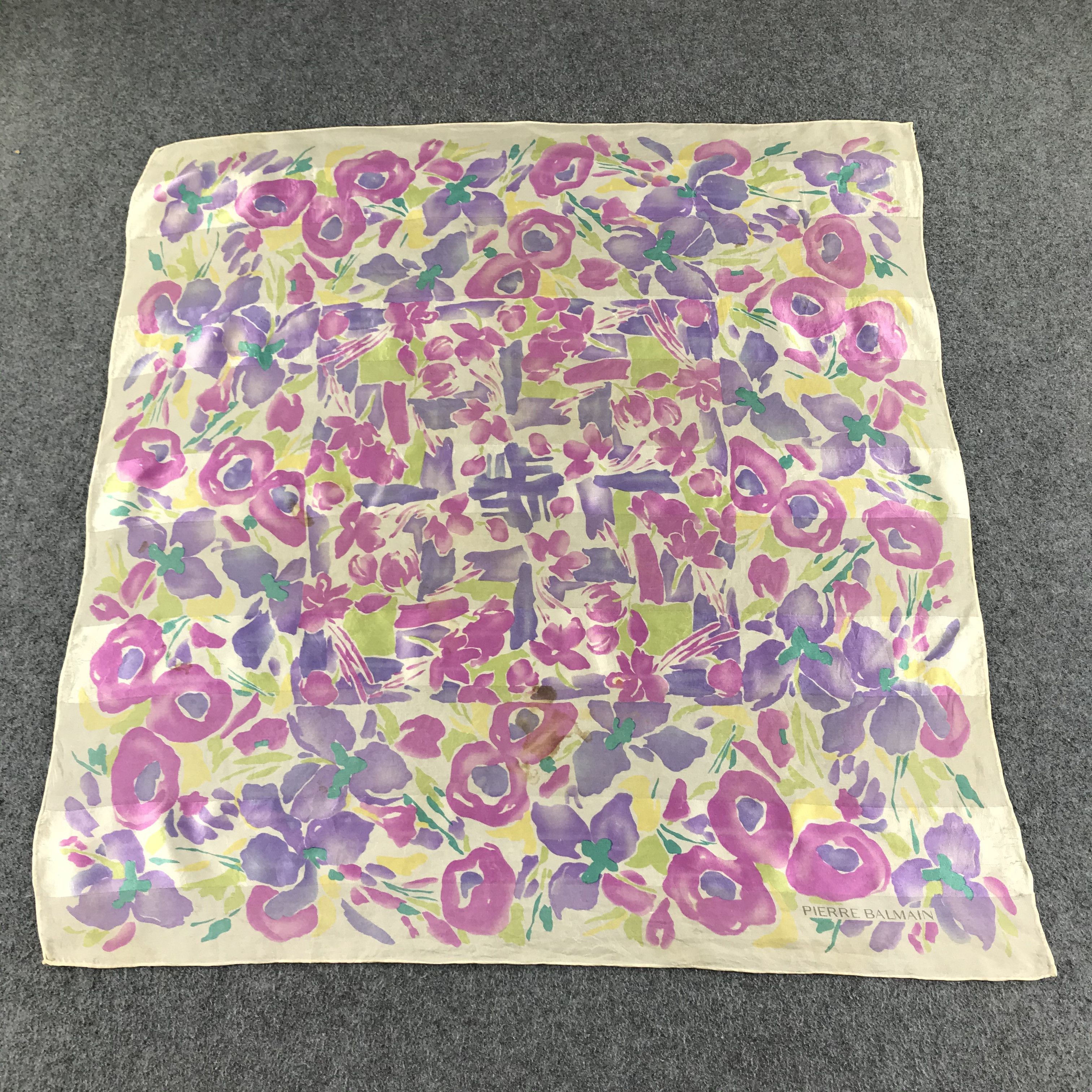 Pierre Balmain Vintage Pierre Balmain Floral Silk Scarf M16 Size ONE SIZE - 2 Thumbnail