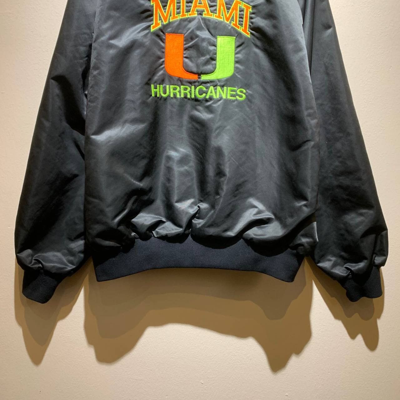 Vintage 🔥 Vintage 90s Miami Hurricanes by Stitch Count Satin Jacket Size US XL / EU 56 / 4 - 6 Thumbnail