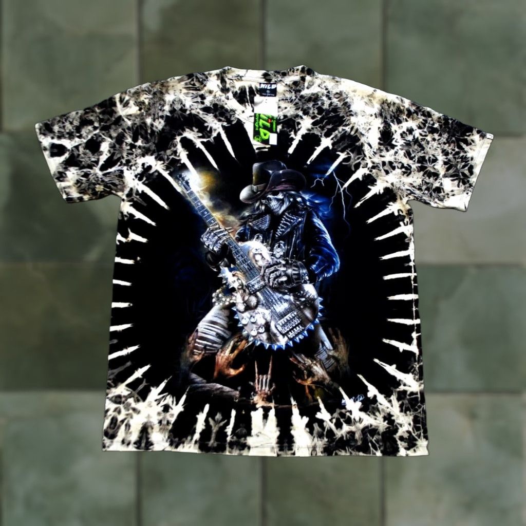 Vintage WILD T SHIRT ALL OVER PRINT SKELETON WITH GUITAR GLOW IN THE DARK MENS XL T-Shirt Size US XL / EU 56 / 4 - 1 Thumbnail