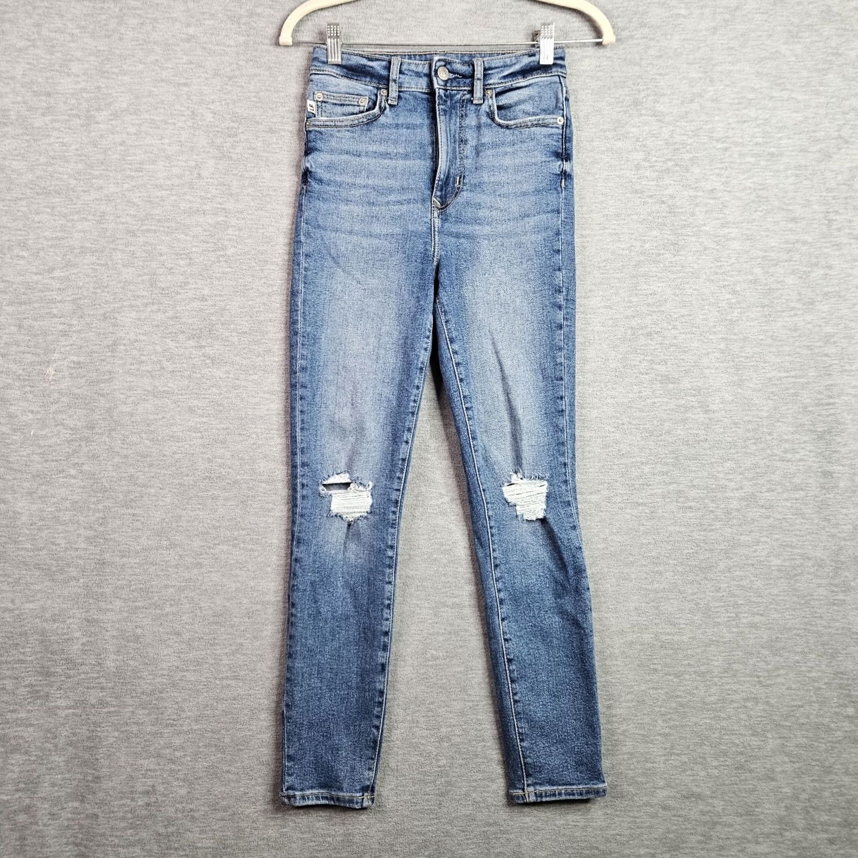 Vintage Lovers + Friends Jeans Size 24 High Rise Stretch Skinny Distressed Blue Denim Women's Size 42" / US 20 - 2 Thumbnail