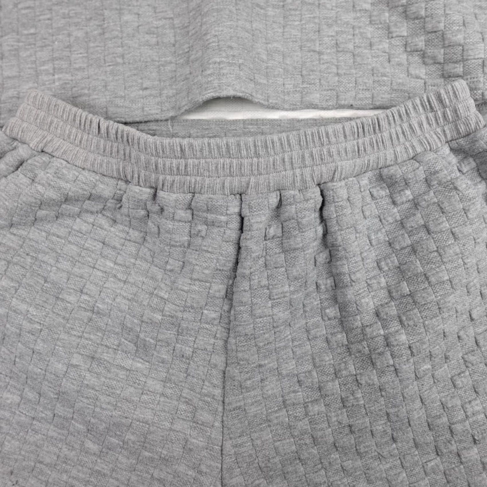 Vintage Main Strip Pajama Set Women's Large Gray Henley Short Sleeve Knit Collared Shirt? Size 36" / US 14 / IT 50 - 6 Thumbnail