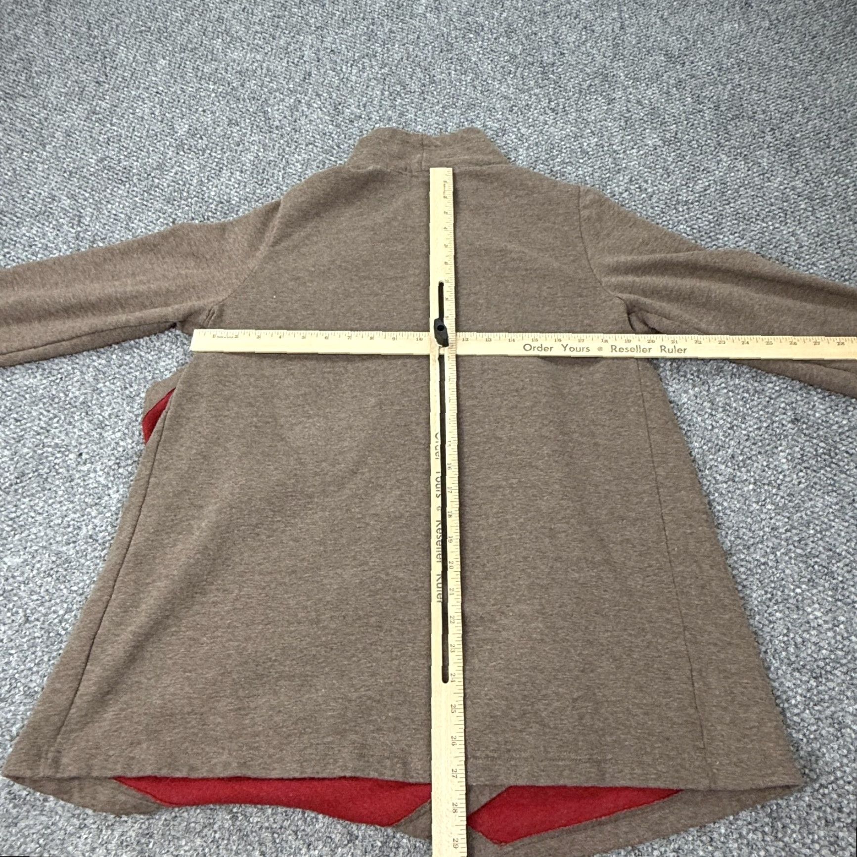 Vintage Open Front Cardigan Sweater Womens Medium Brown Red Lined Wrap Jacket Cozy Size M / US 6-8 / IT 42-44 - 4 Thumbnail